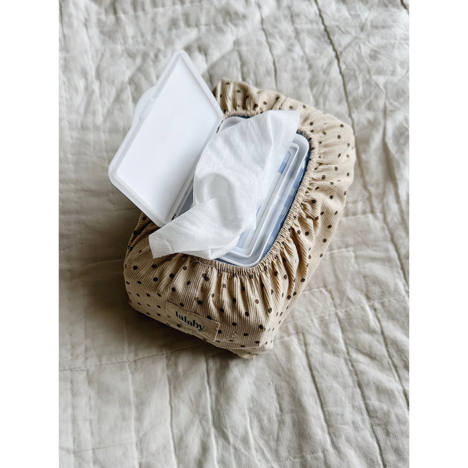 Lalaby Brown Dot Wet Wipe Cover