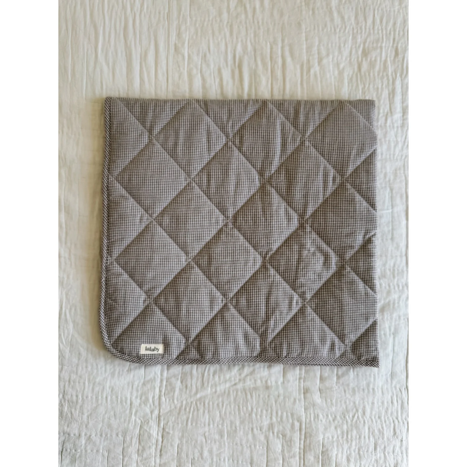 Lalaby Tiny Check Brown Quilted Baby Blanket - Image 3
