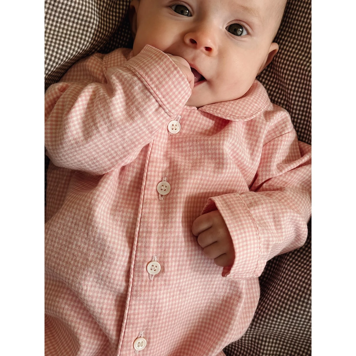 Lalaby Tiny Check Pink Classic Pj Suit - Image 2