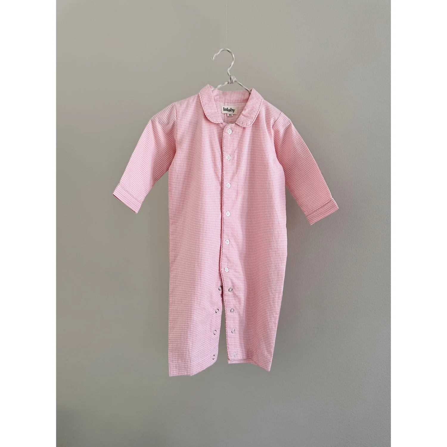 Lalaby Tiny Check Pink Classic Pj Suit - Image 5