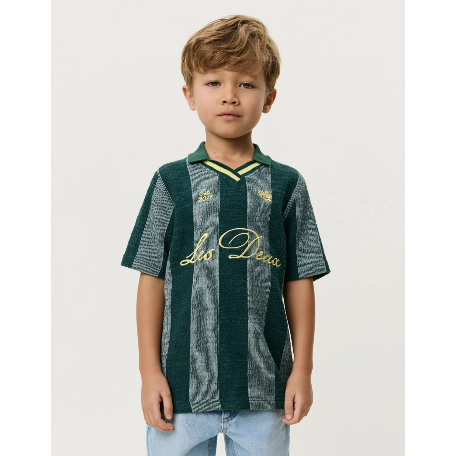 Les Deux Kids Pine Green Jacquard Football Jersey KIDS - Image 2