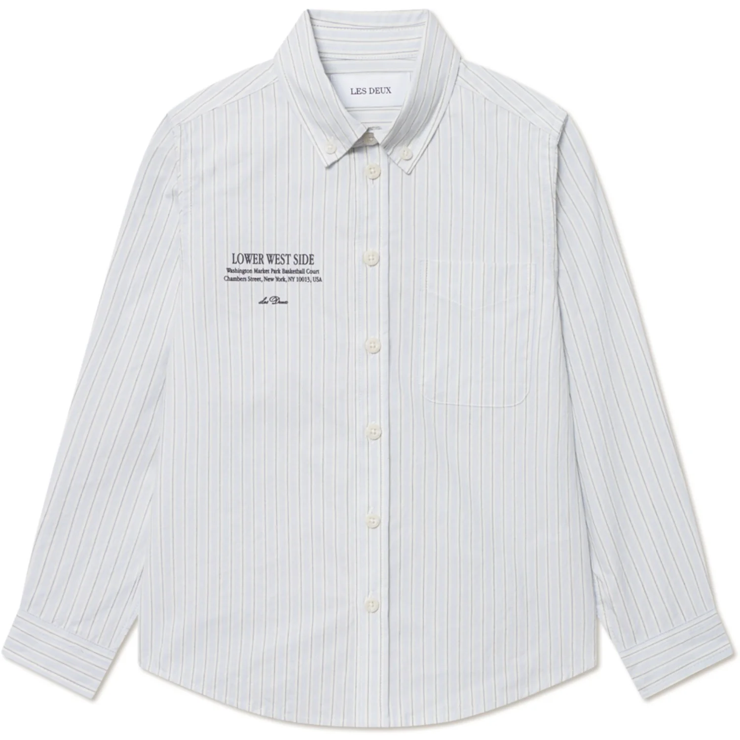 Les Deux Kids Xenon Blue Kent Print Stripe Poplin Shirt KIDS