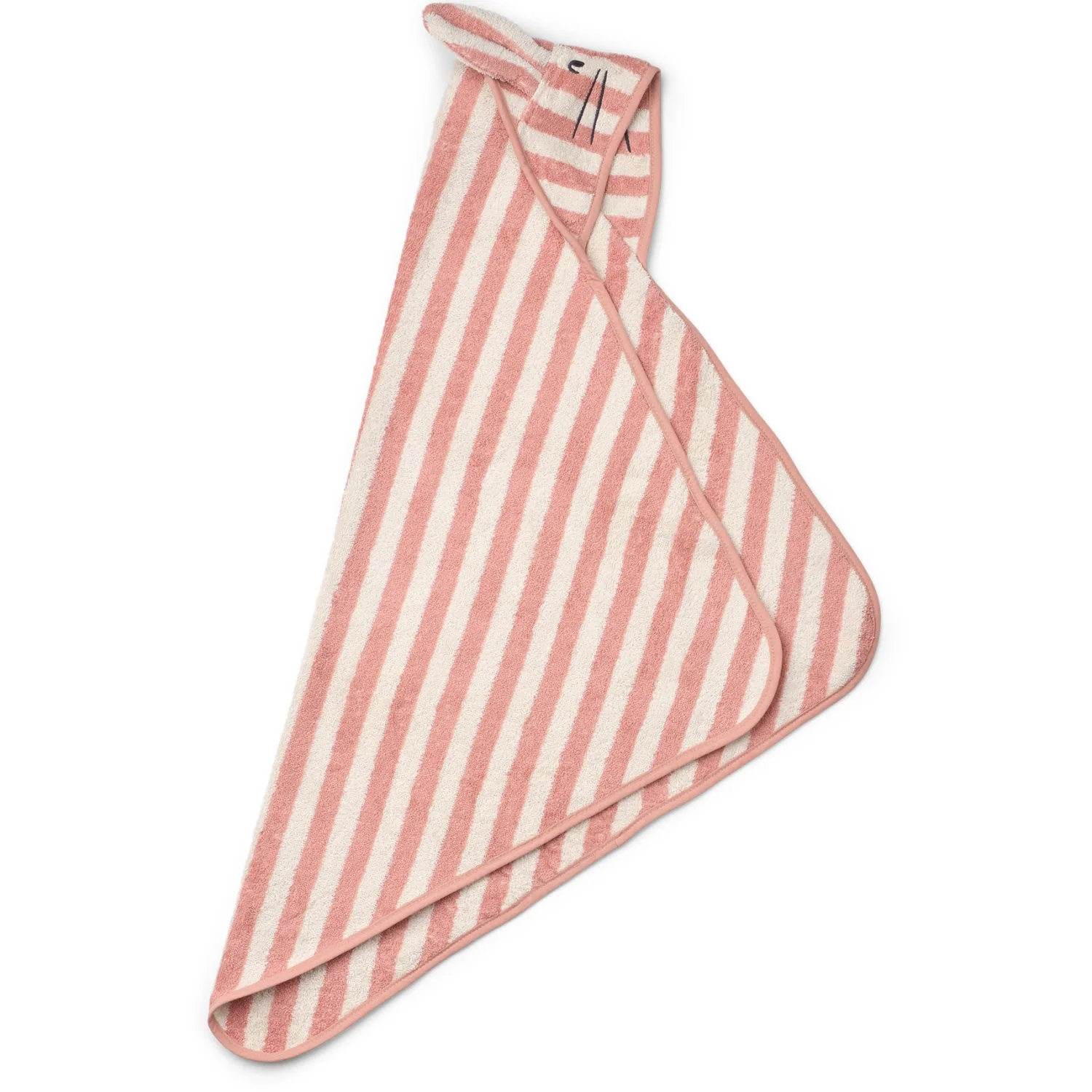 LIEWOOD Coral Blush / Creme De La Creme Stripe Albert Hooded Towel - Image 2