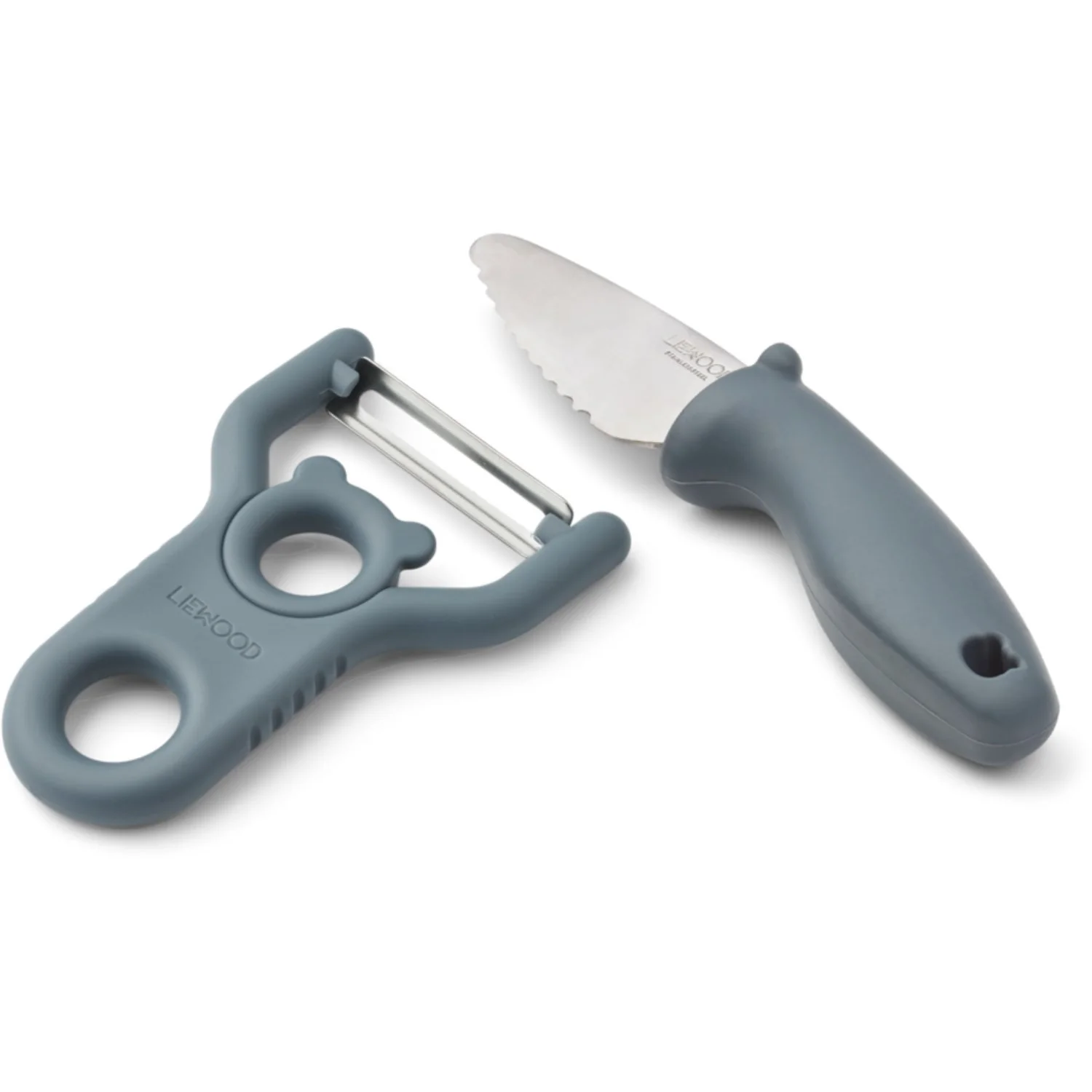 LIEWOOD Whale Blue Pertense Peeler & Knife Set
