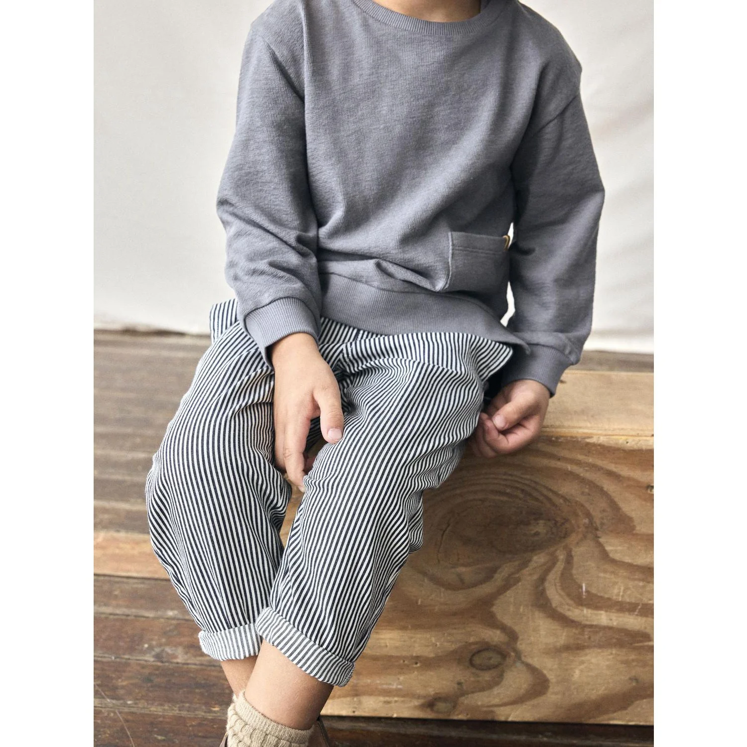 Lil'Atelier Dark Blue Denim White Nmmkasper Loose Twi Pants 4021-Cm Lil - Image 2