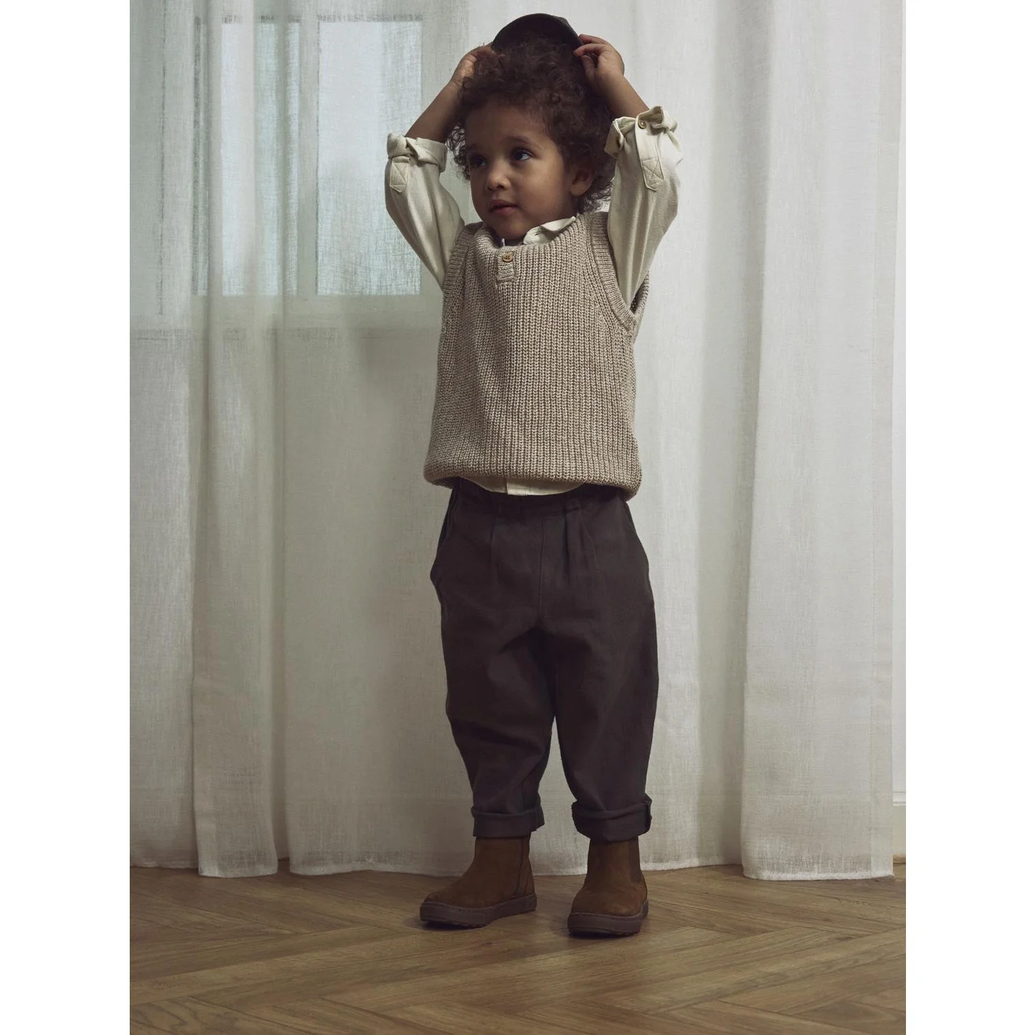 Lil'Atelier Oxford Tan Melange Nmmrokko Knit Vest Lil - Image 2