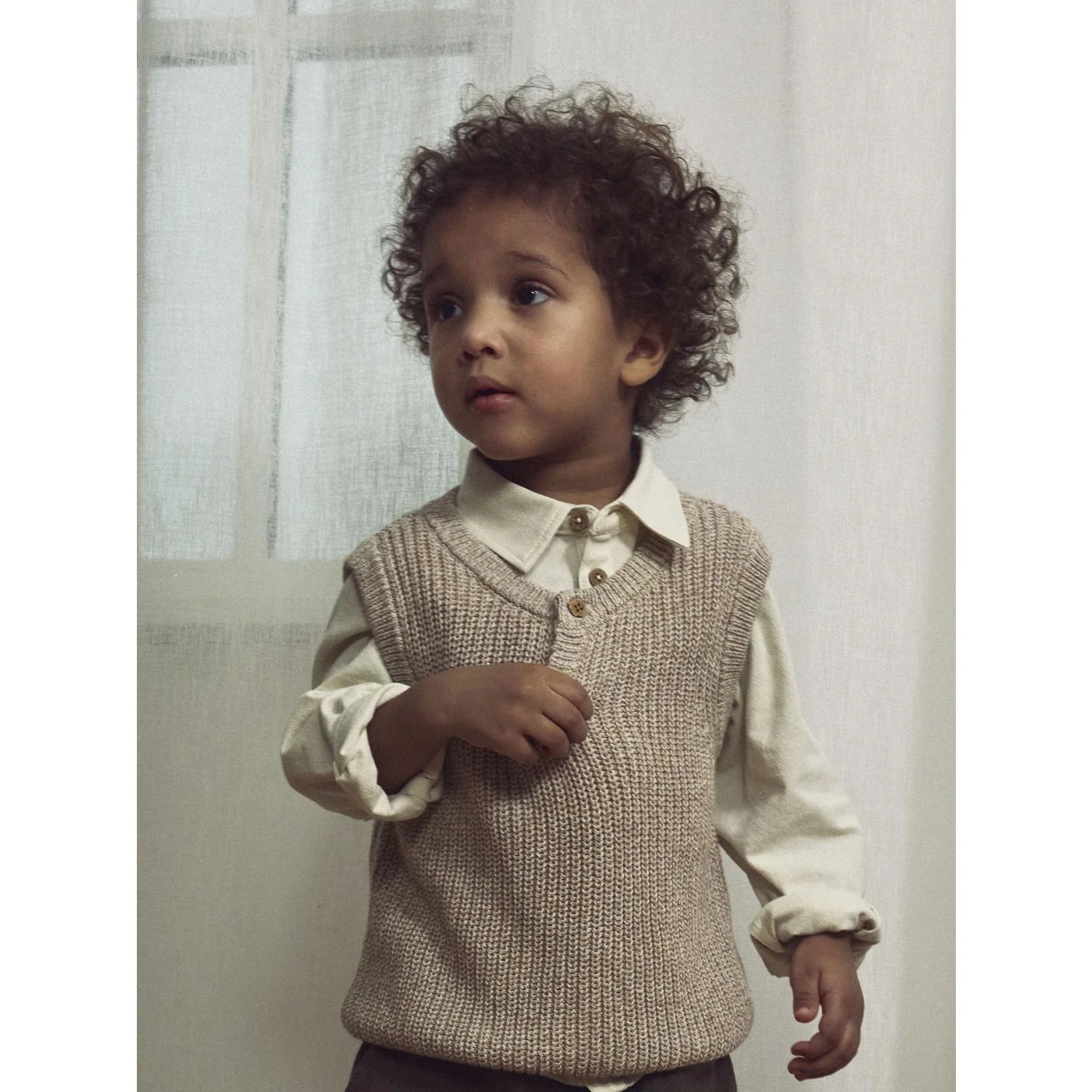 Lil'Atelier Oxford Tan Melange Nmmrokko Knit Vest Lil - Image 3