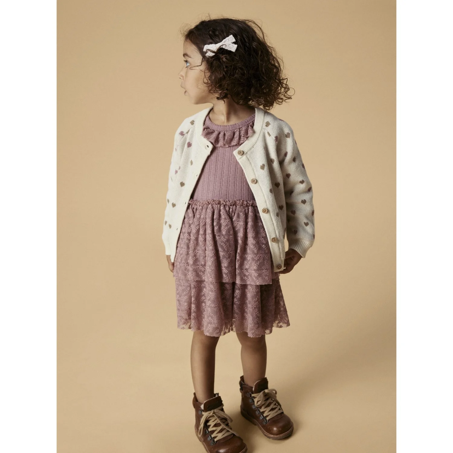 Lil'Atelier Turtledove Sepia Tint Nmfsaran Ls Knit Card Heart Lil - Image 5