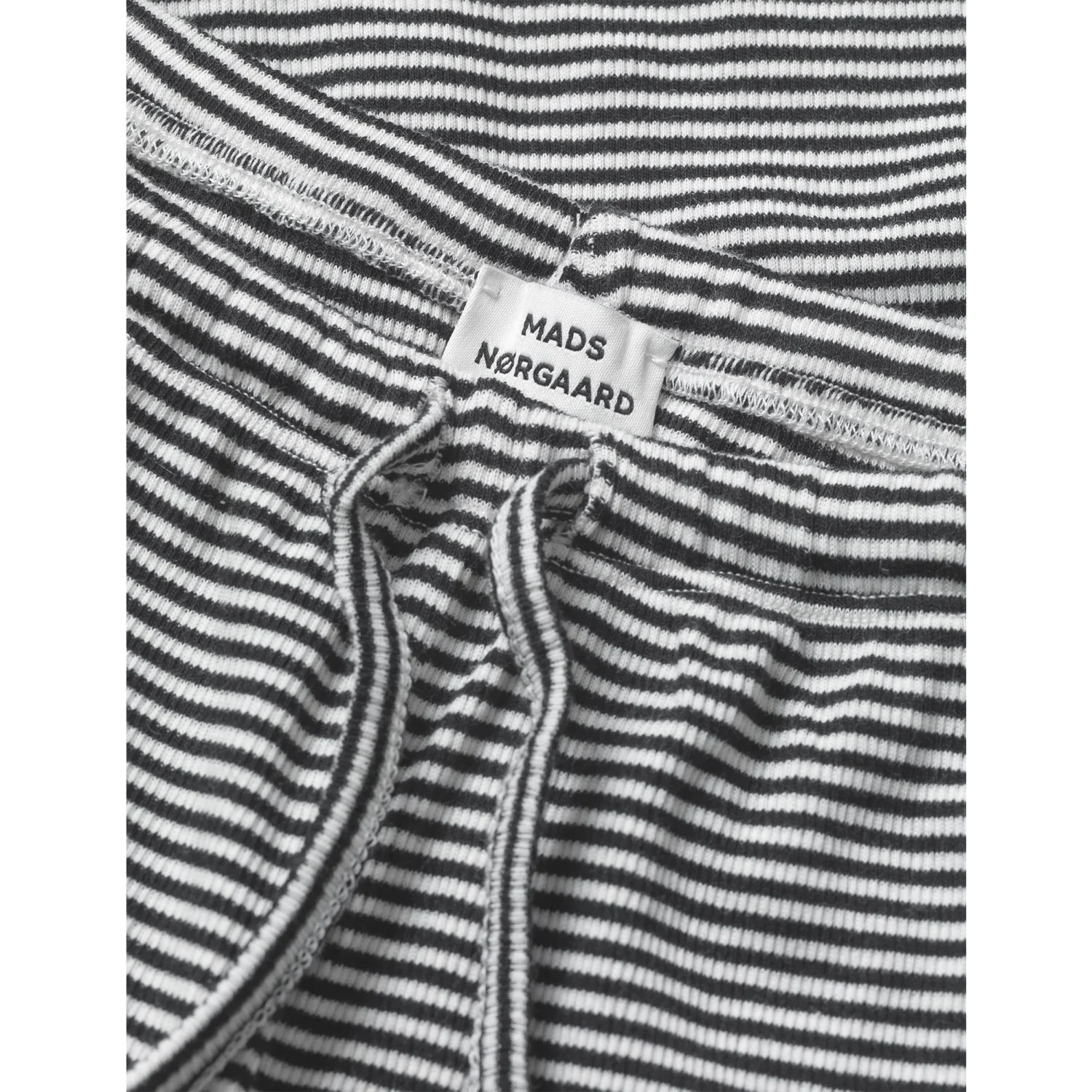 Mads Nørgaard Black/Vanilla Ice 2X2 Cotton Stripe Verona Pants - Image 2