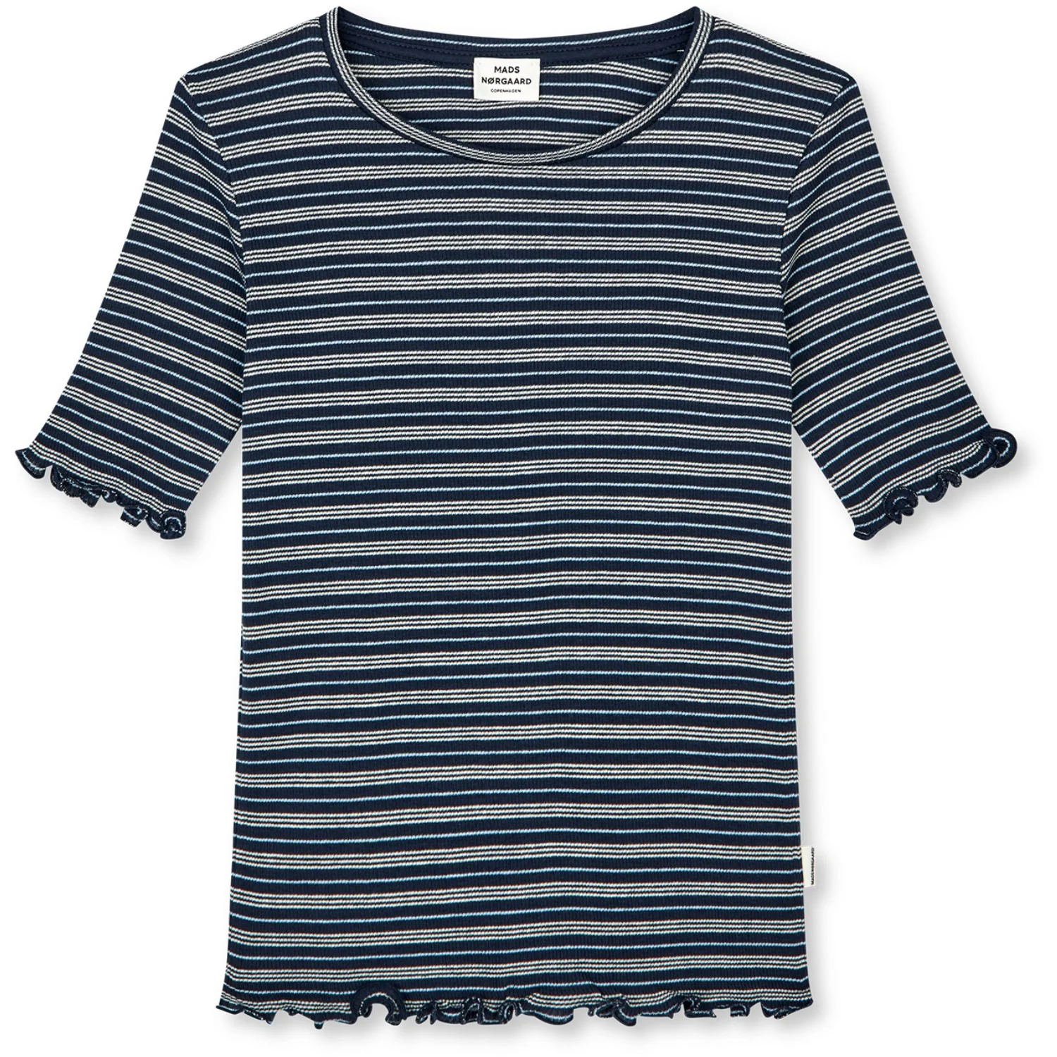 Mads Nørgaard Sky Captain/Vanilla Ice/Cashme 2X2 Cotton Stripe Stripe Tuviana Tee