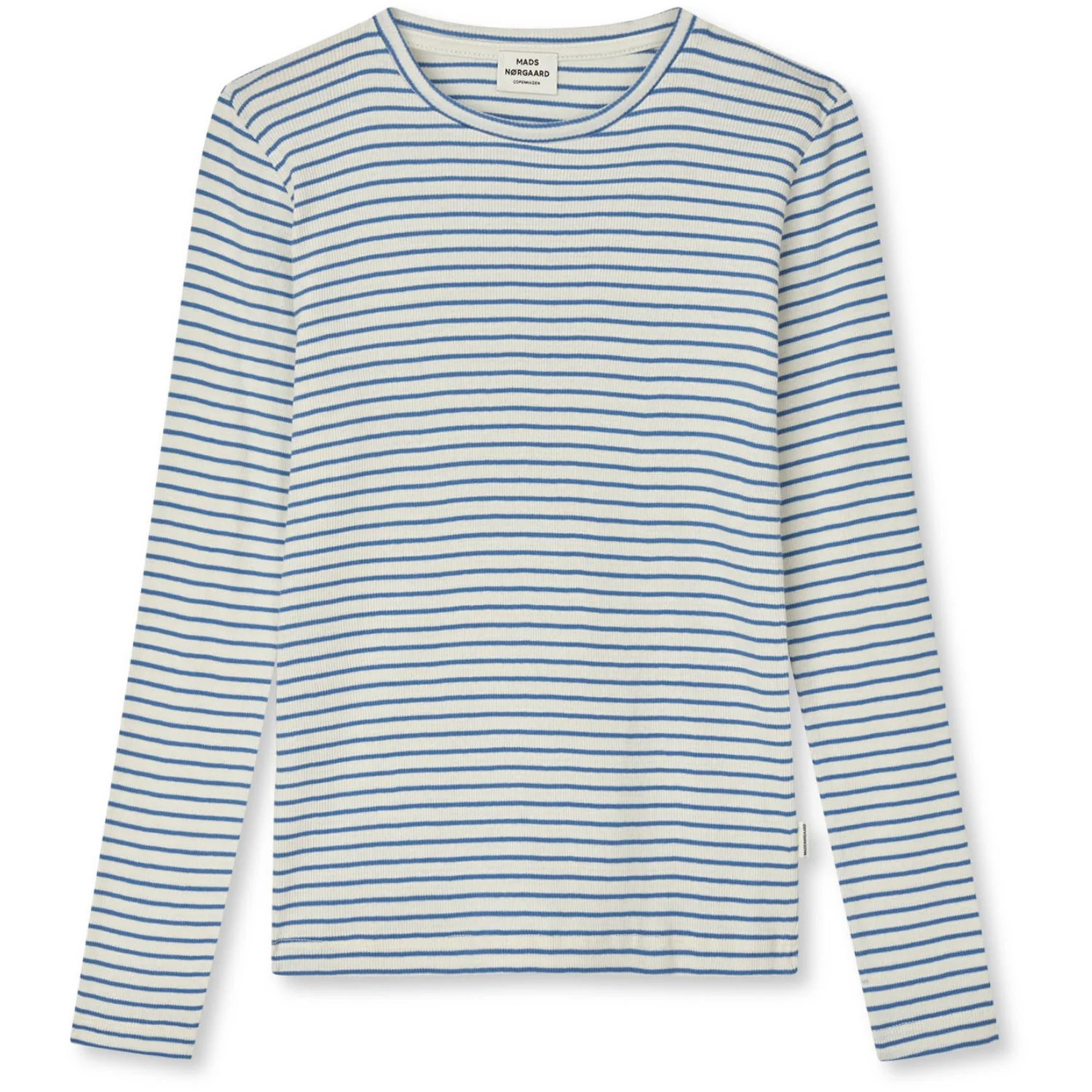 Mads Nørgaard Vanilla Ice/Bright Cobalt 2X2 Cotton Stripe Talino Tee L/S