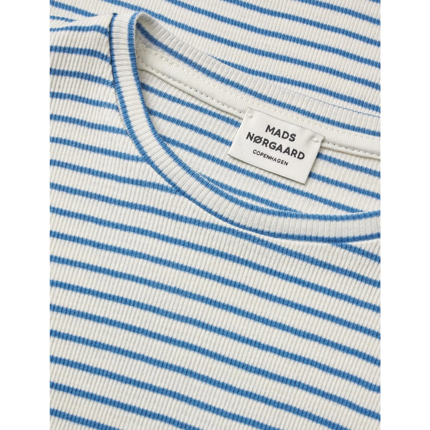 Mads Nørgaard Vanilla Ice/Bright Cobalt 2X2 Cotton Stripe Talino Tee L/S - Image 3