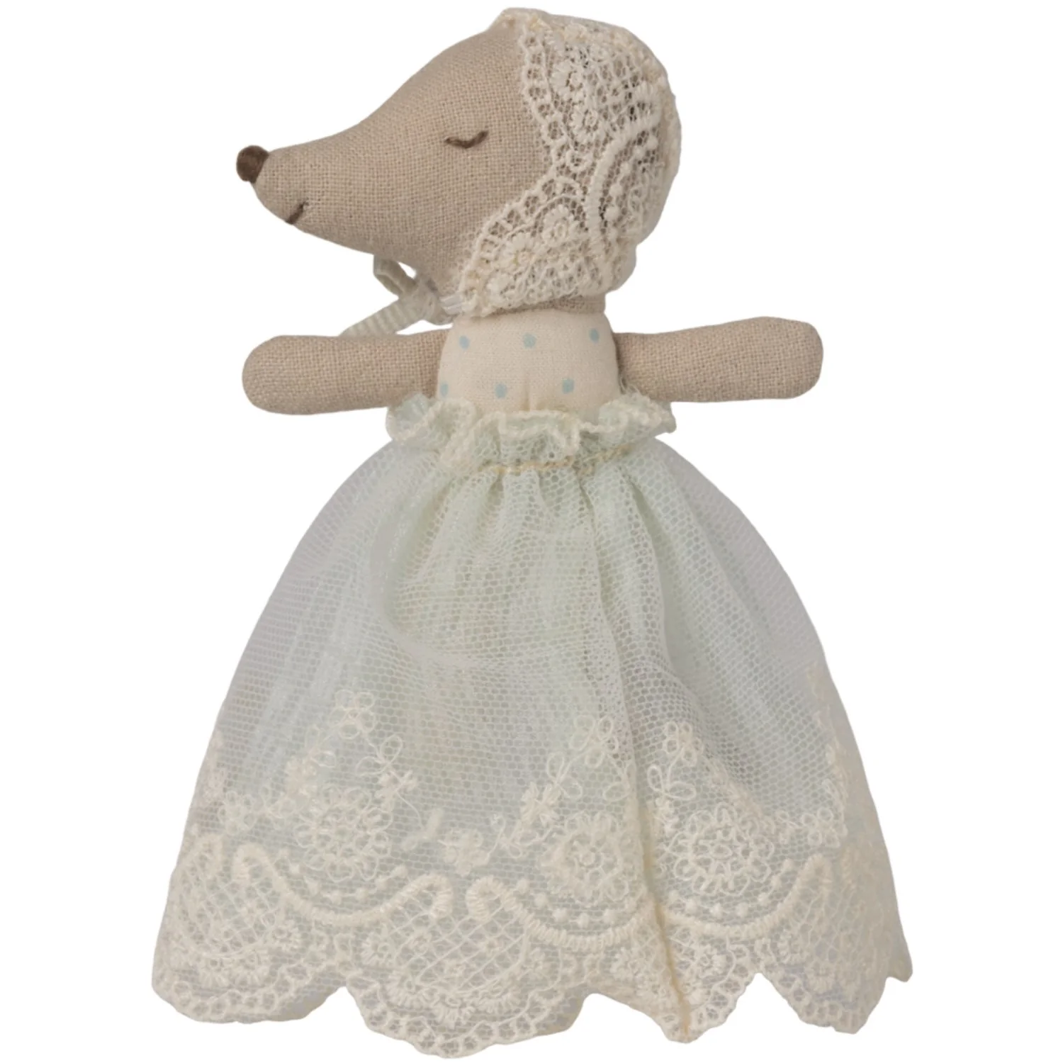 Maileg Baby Mus I Dåbskjole, Lys Blå - Image 2