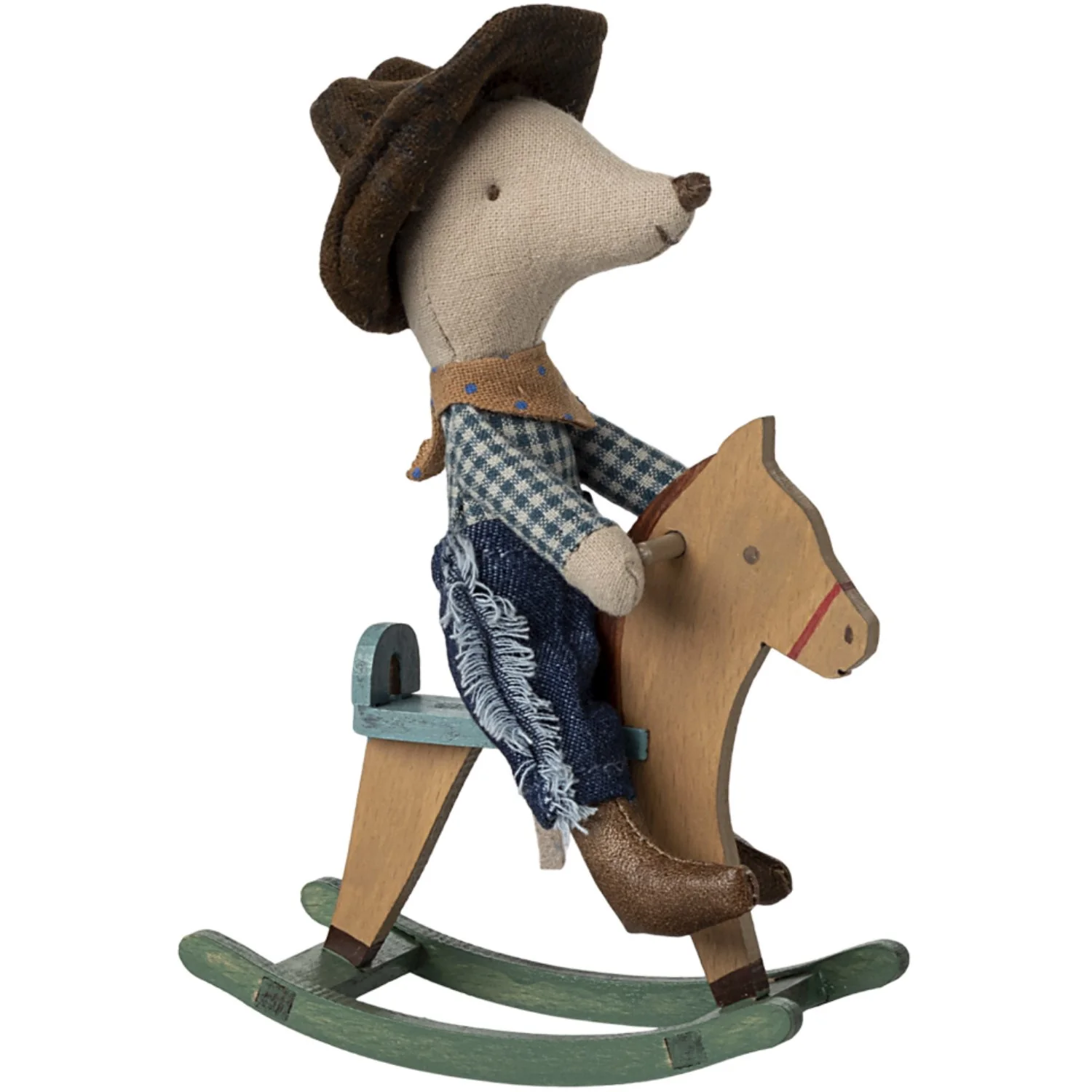 Maileg Cowboy Mouse On Rocking Horse, Little Brother - Image 3