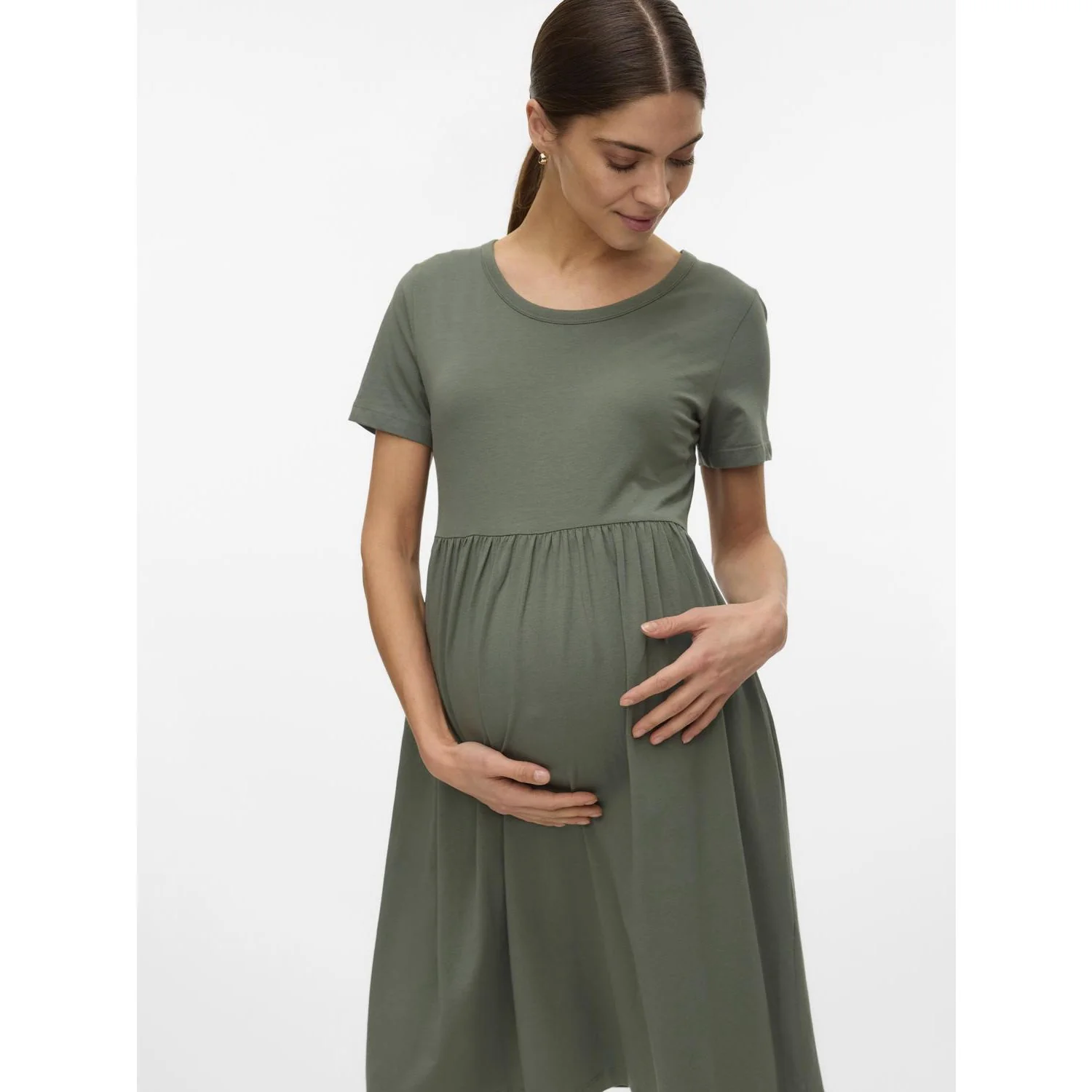 Mama;licious Agave Green Mlmia Ss Jrs Abk Skater Dress Noos - Image 2