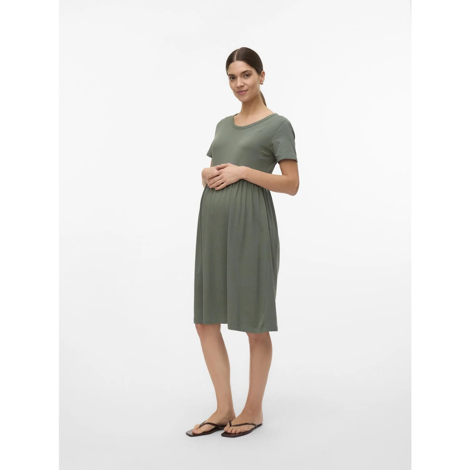 Mama;licious Agave Green Mlmia Ss Jrs Abk Skater Dress Noos - Image 3