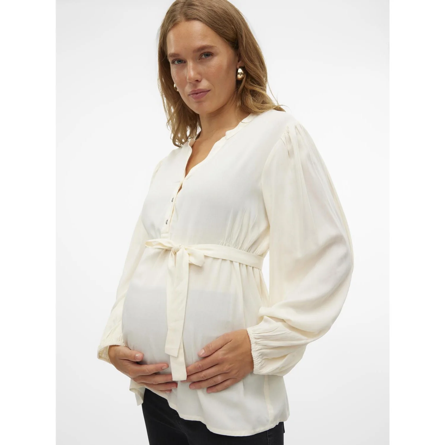 Mama;licious Birch Mlmercy Lia L/S Wo Top 2F Noos - Image 3