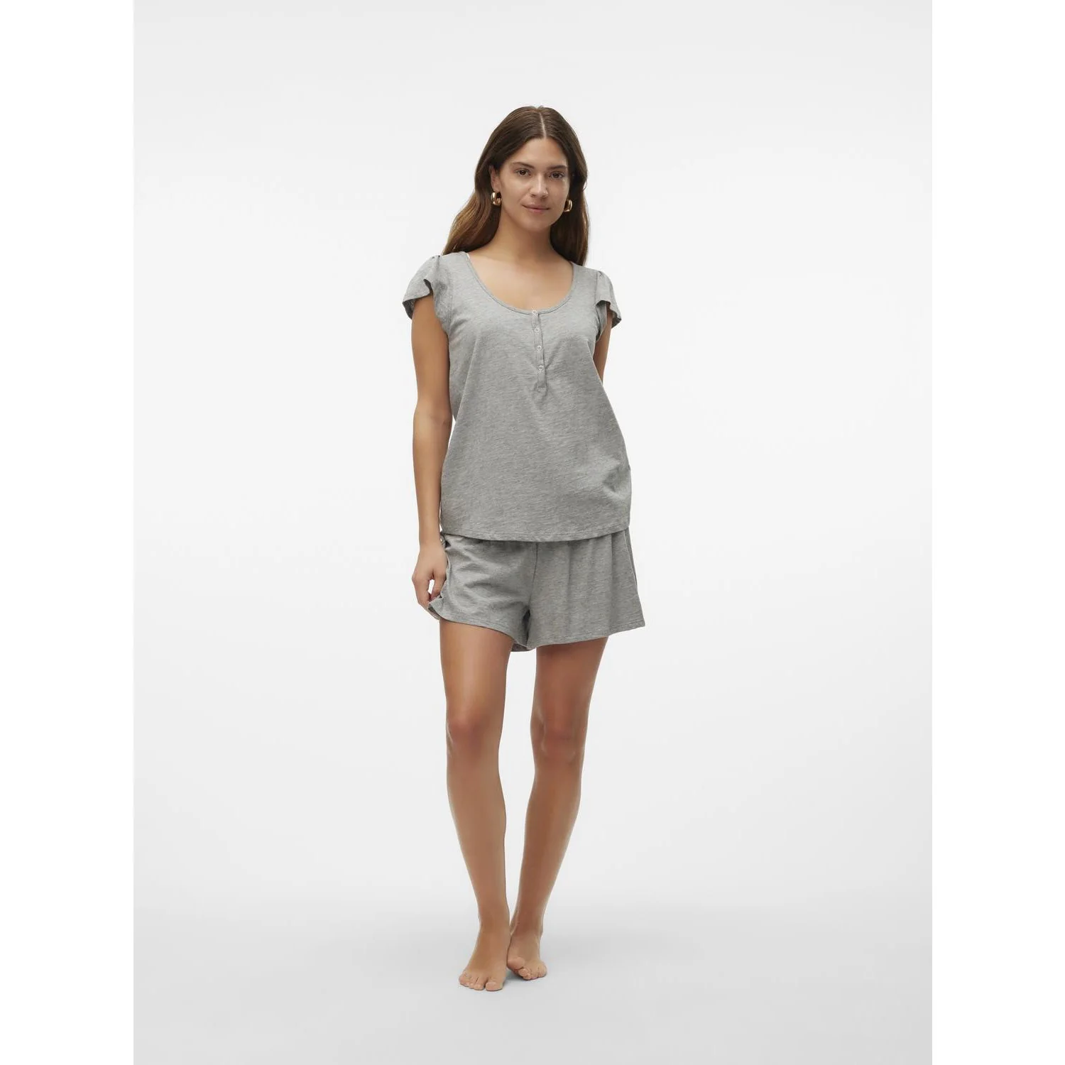 Mama;licious Light Grey Melange Mlmira Lgm Lia Cap Jrs Pyjamas 2F Noos - Image 5