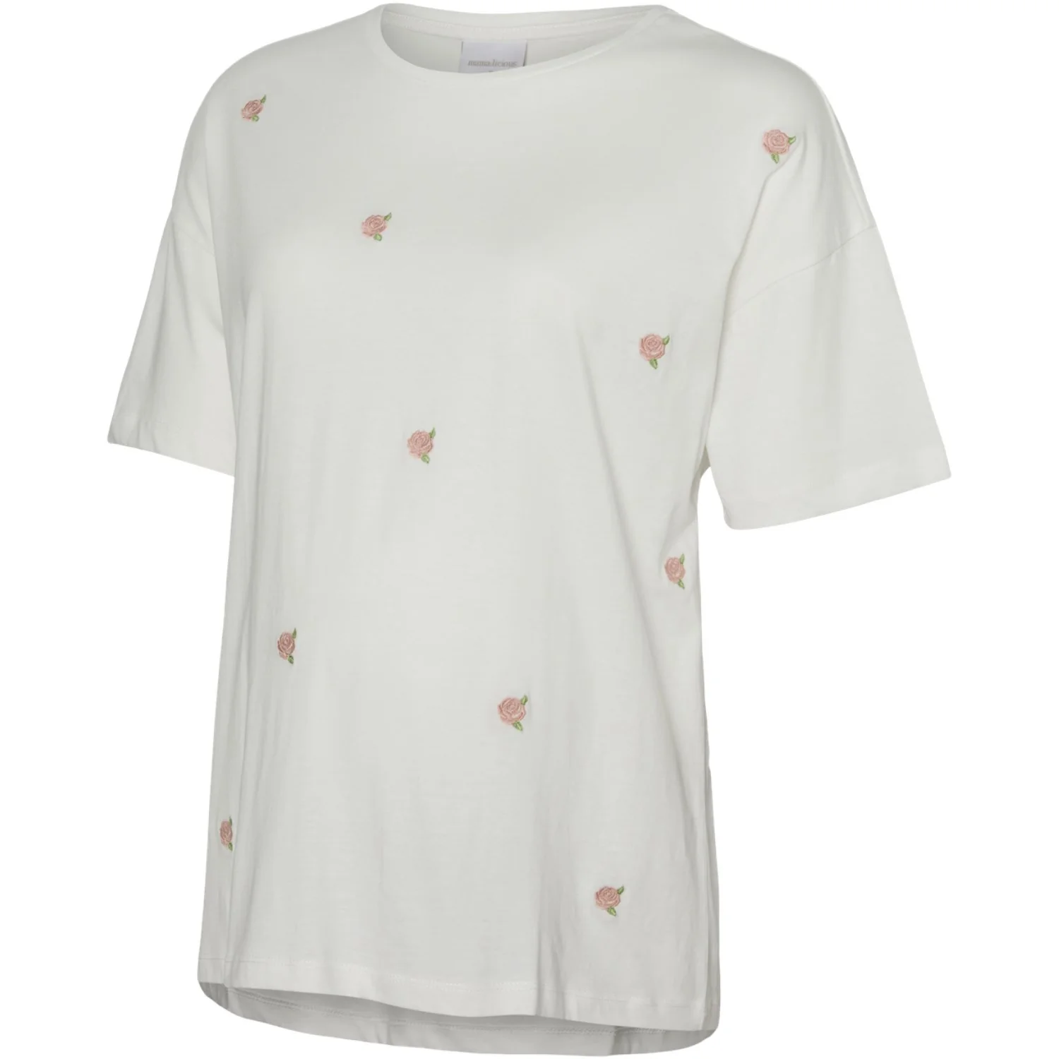 Mama;licious Snow White Small Roses Emb. Mlrosetta Ss Jrs Top
