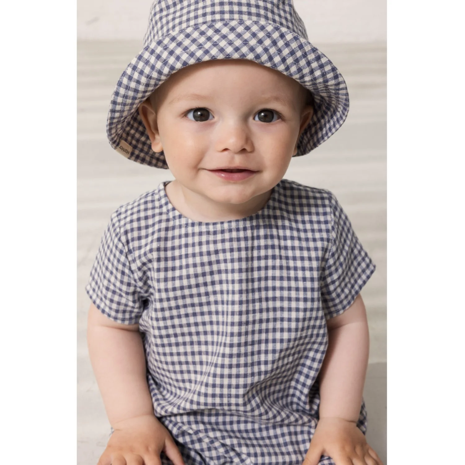 MarMar Cotton Linen Marine Check Rovento Romper - Image 2