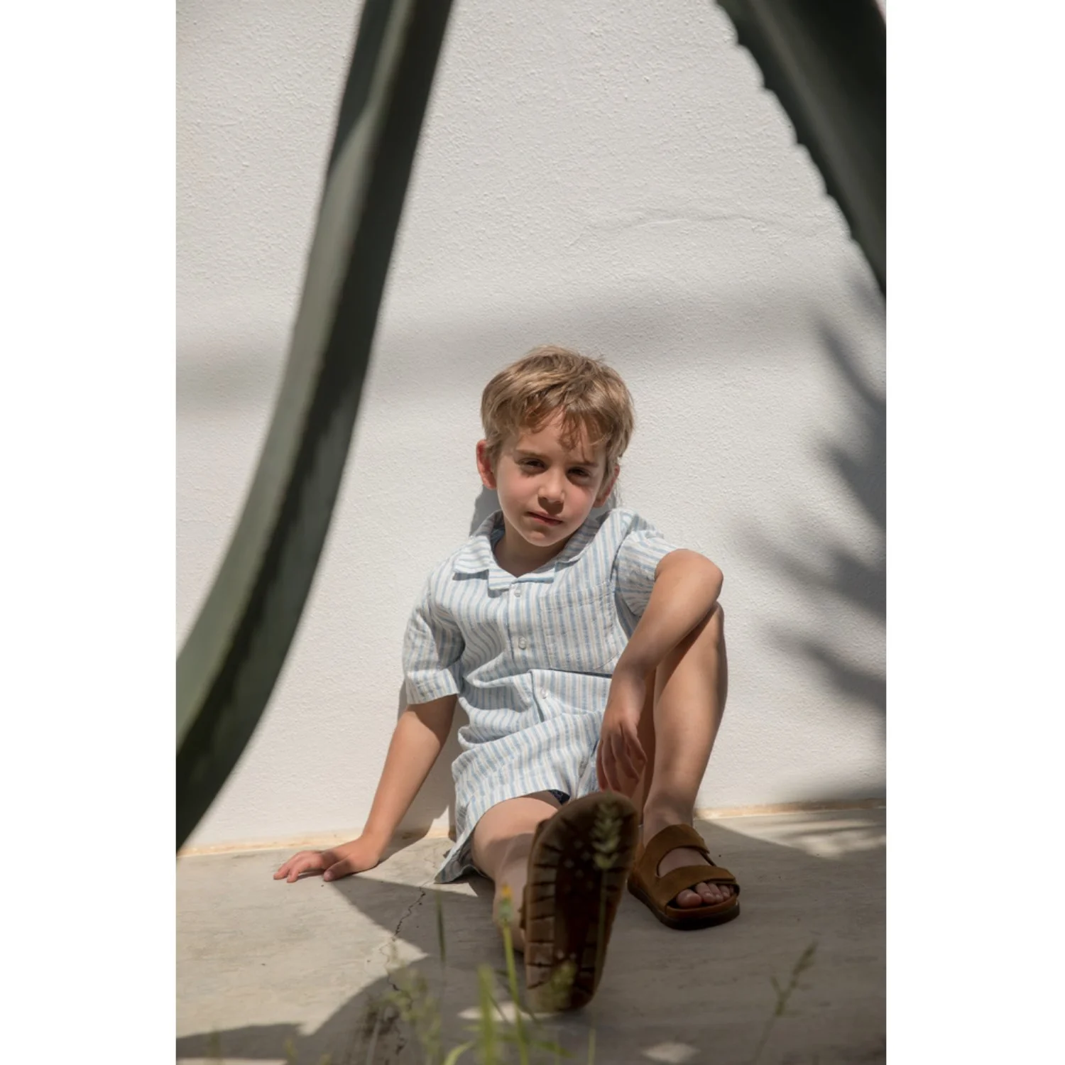 MarMar Cotton Linen Surf Blue Stripe Pinon Shorts - Image 2