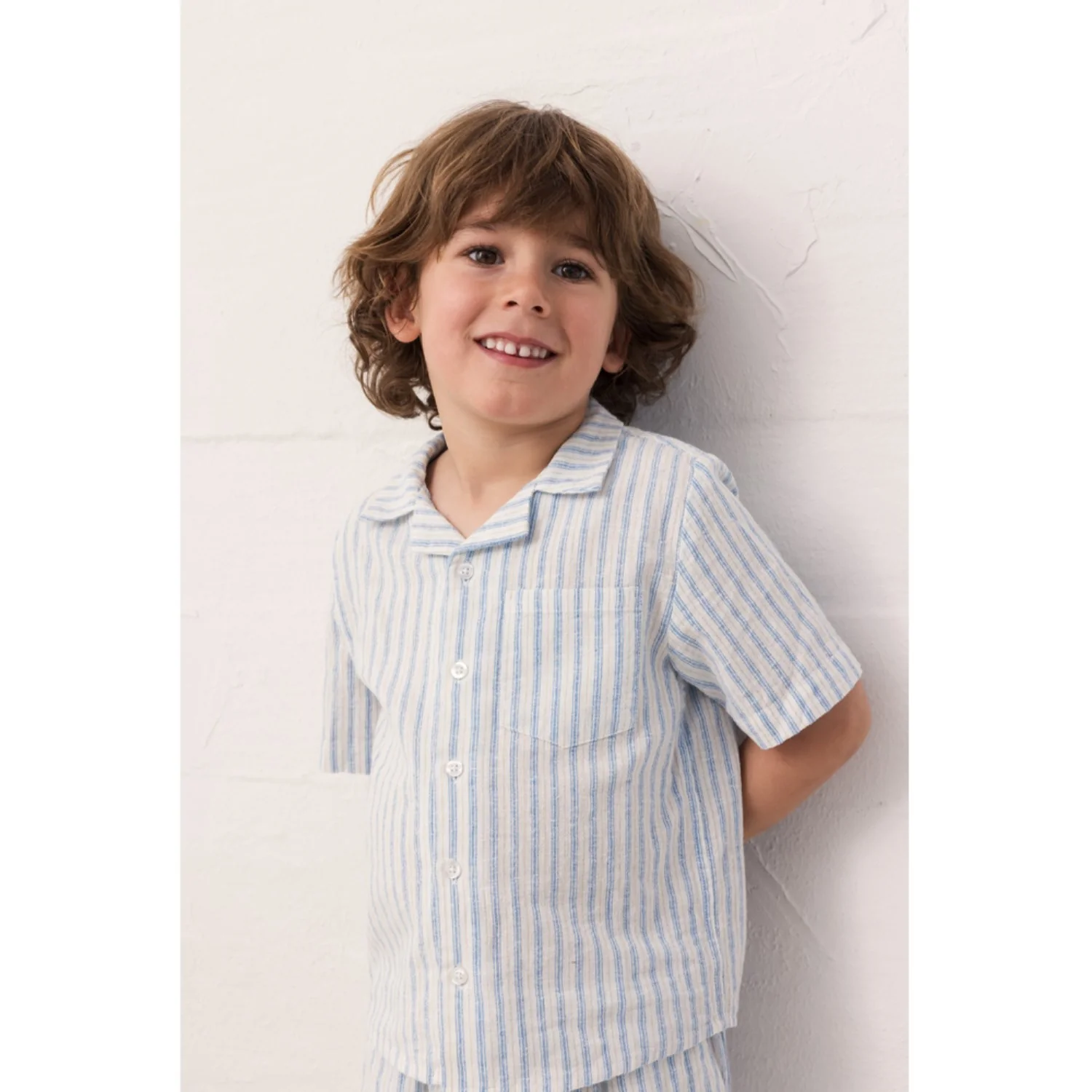MarMar Cotton Linen Surf Blue Stripe Tage Shirt - Image 2