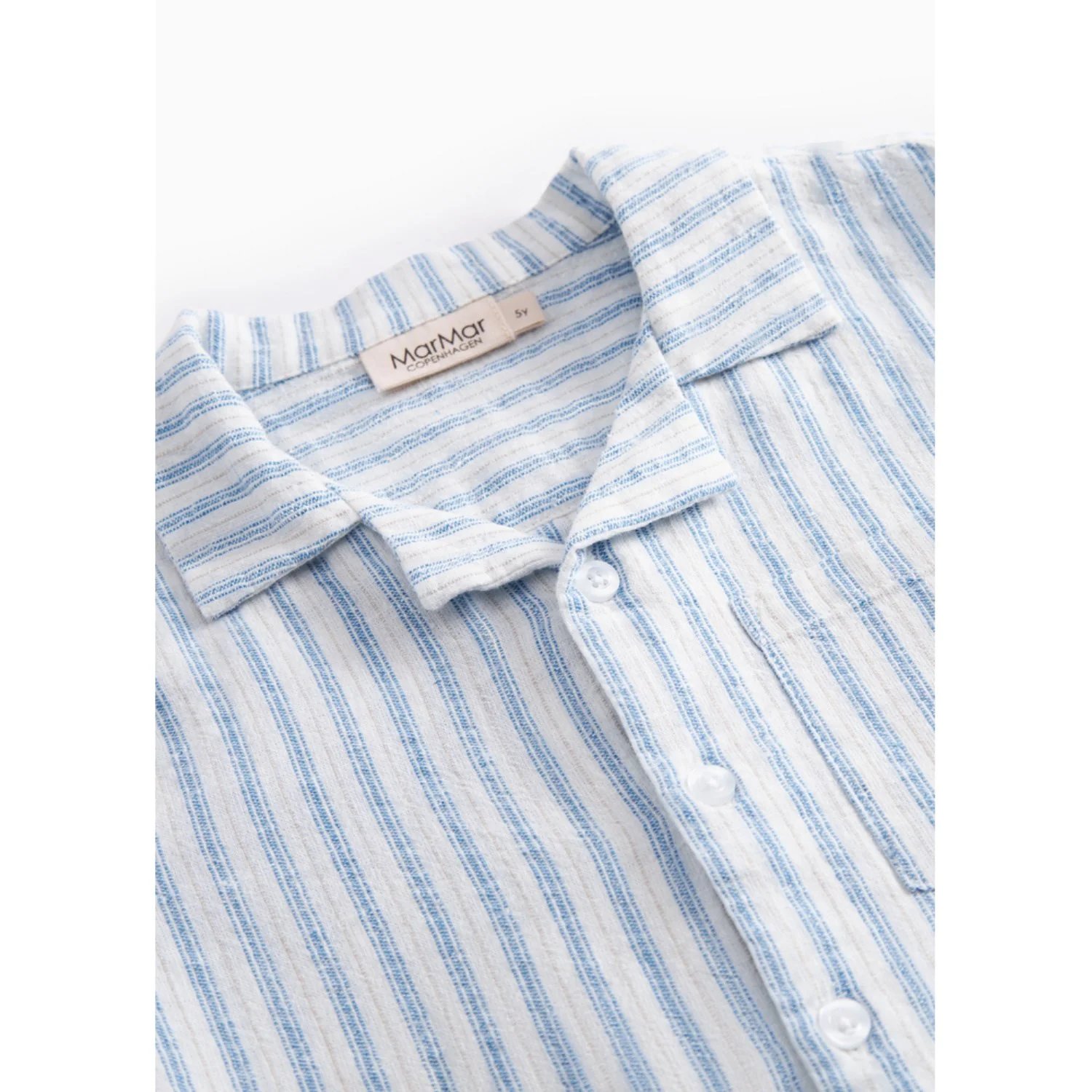 MarMar Cotton Linen Surf Blue Stripe Tage Shirt - Image 3