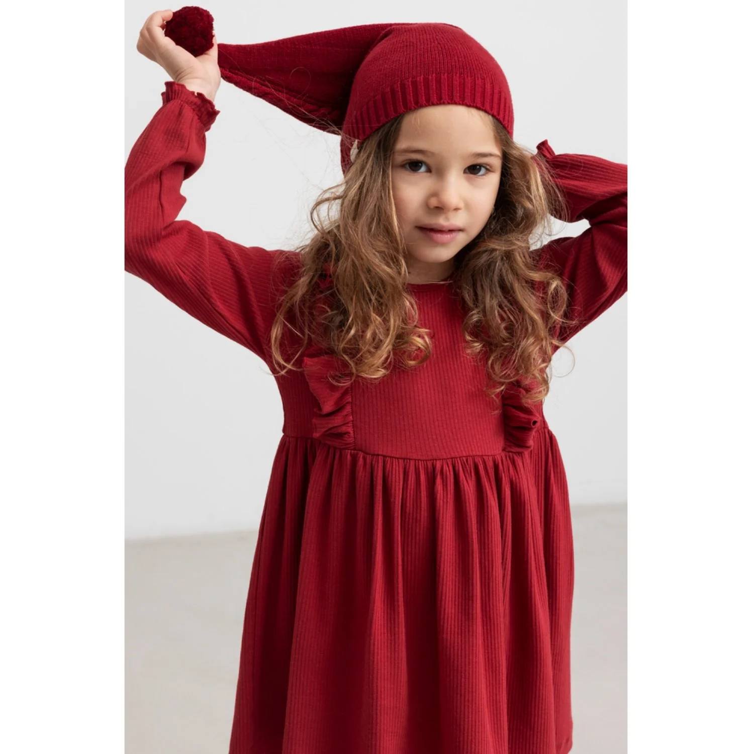 MarMar Cotton Rayon Knit Cable Hibiscus Red Alfen Christmas Hat - Image 2