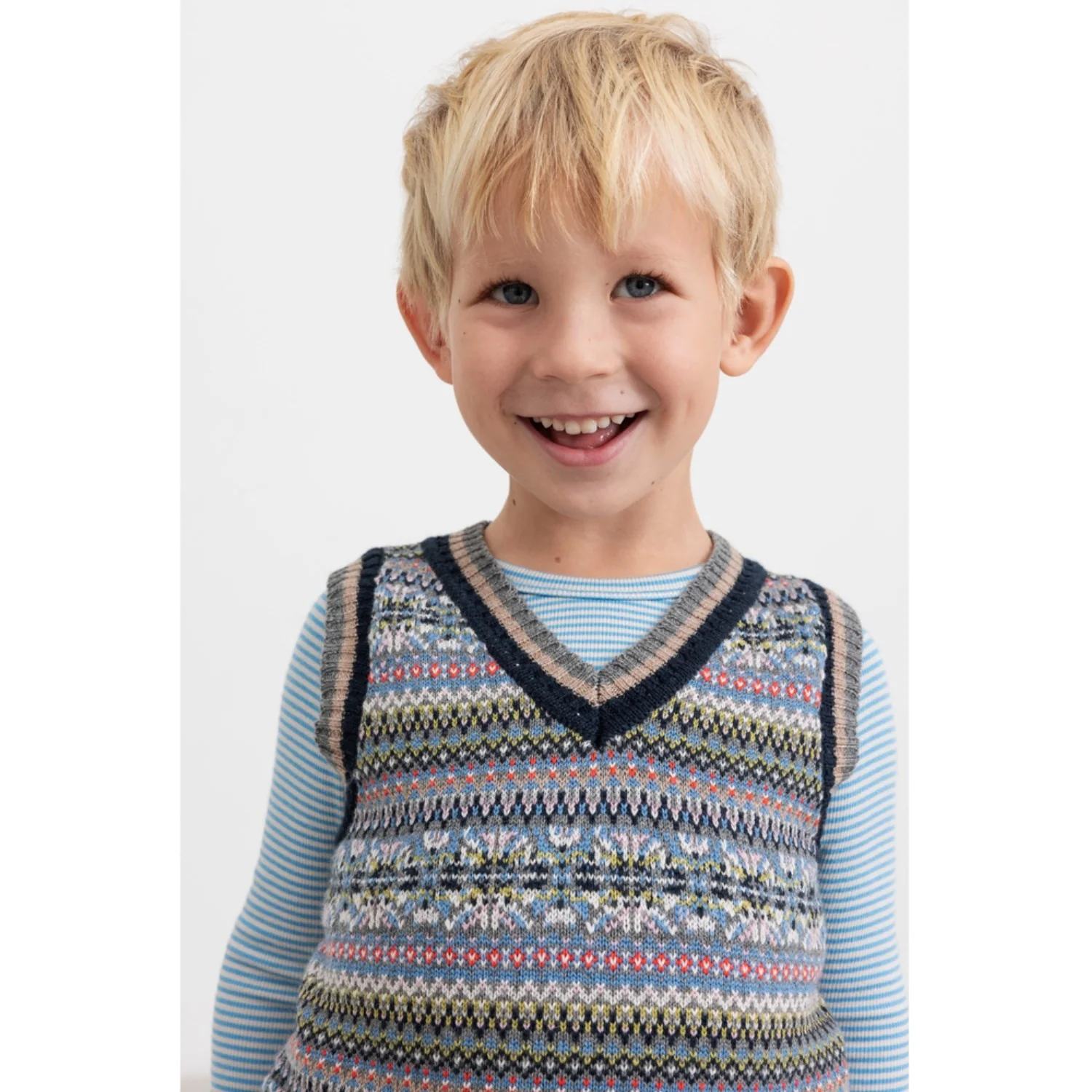 MarMar Light Cotton Wool Fair Isle Fair Isle Taj B Knitted Vest - Image 3