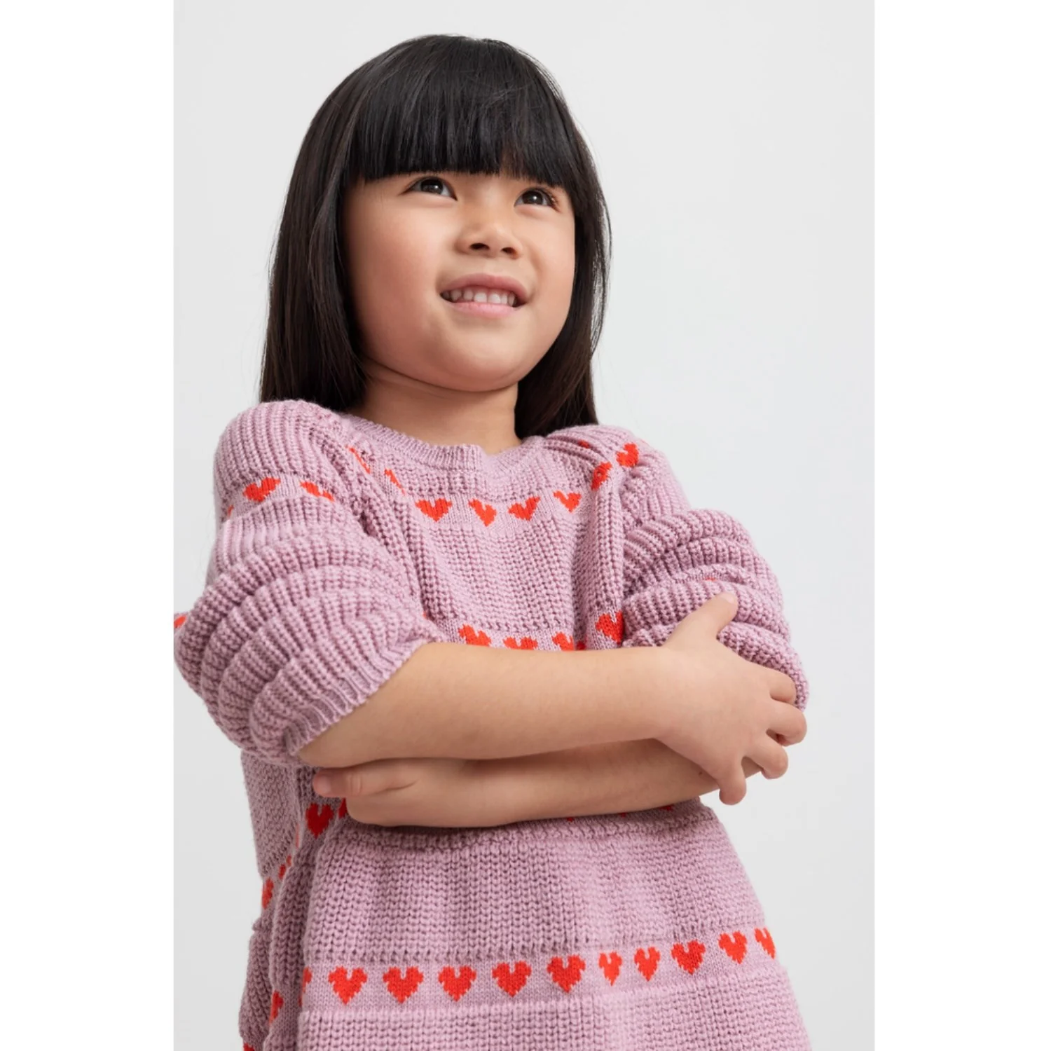 MarMar Light Cotton Wool Pattern Soft Berry Hearts Daso Knit Dress - Image 4