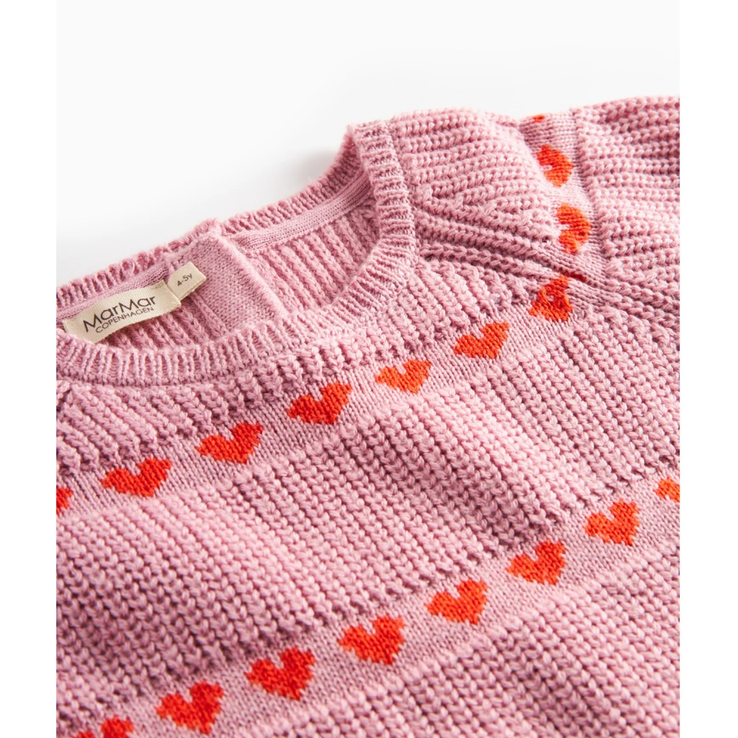 MarMar Light Cotton Wool Pattern Soft Berry Hearts Daso Knit Dress - Image 6