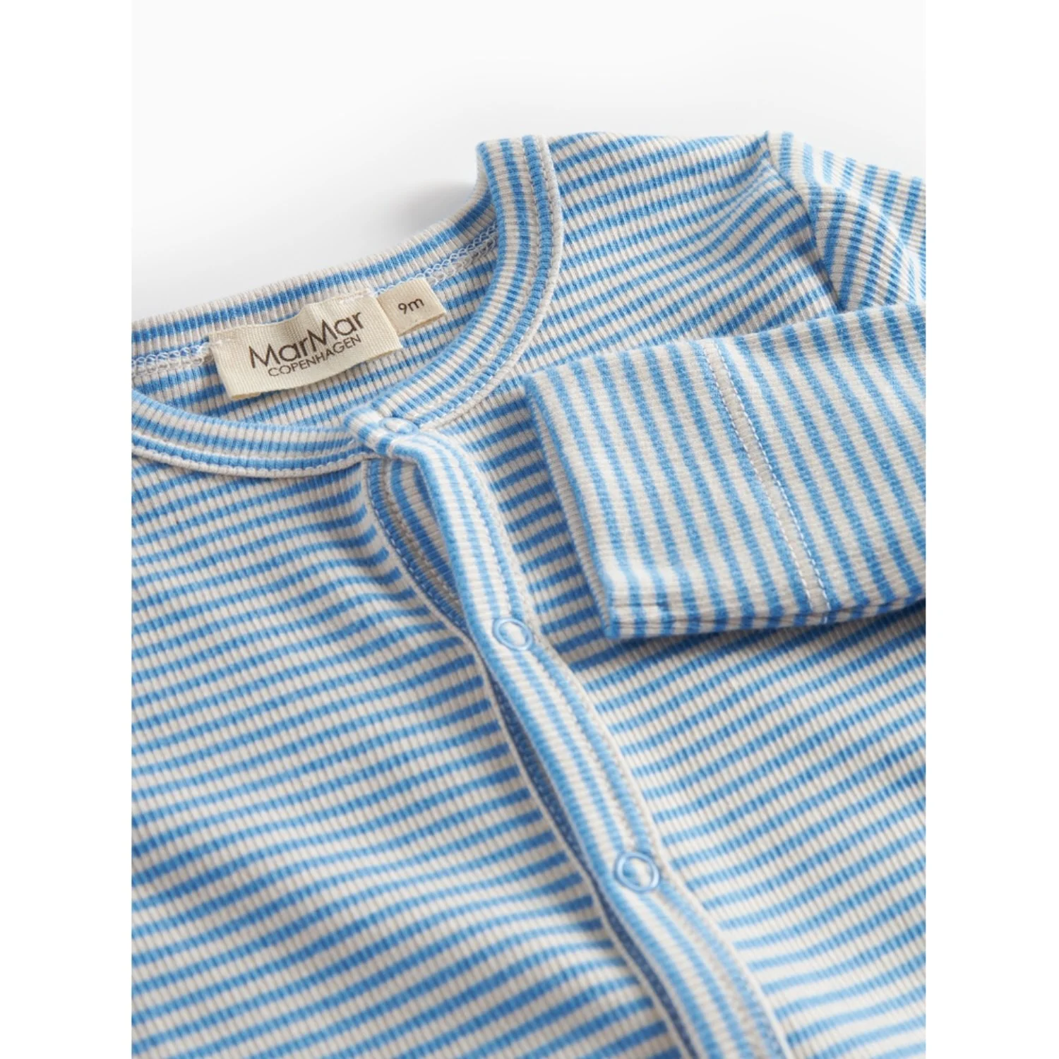 MarMar Modal Fine Rib Blue Stripe Ruka Onesies - Image 2