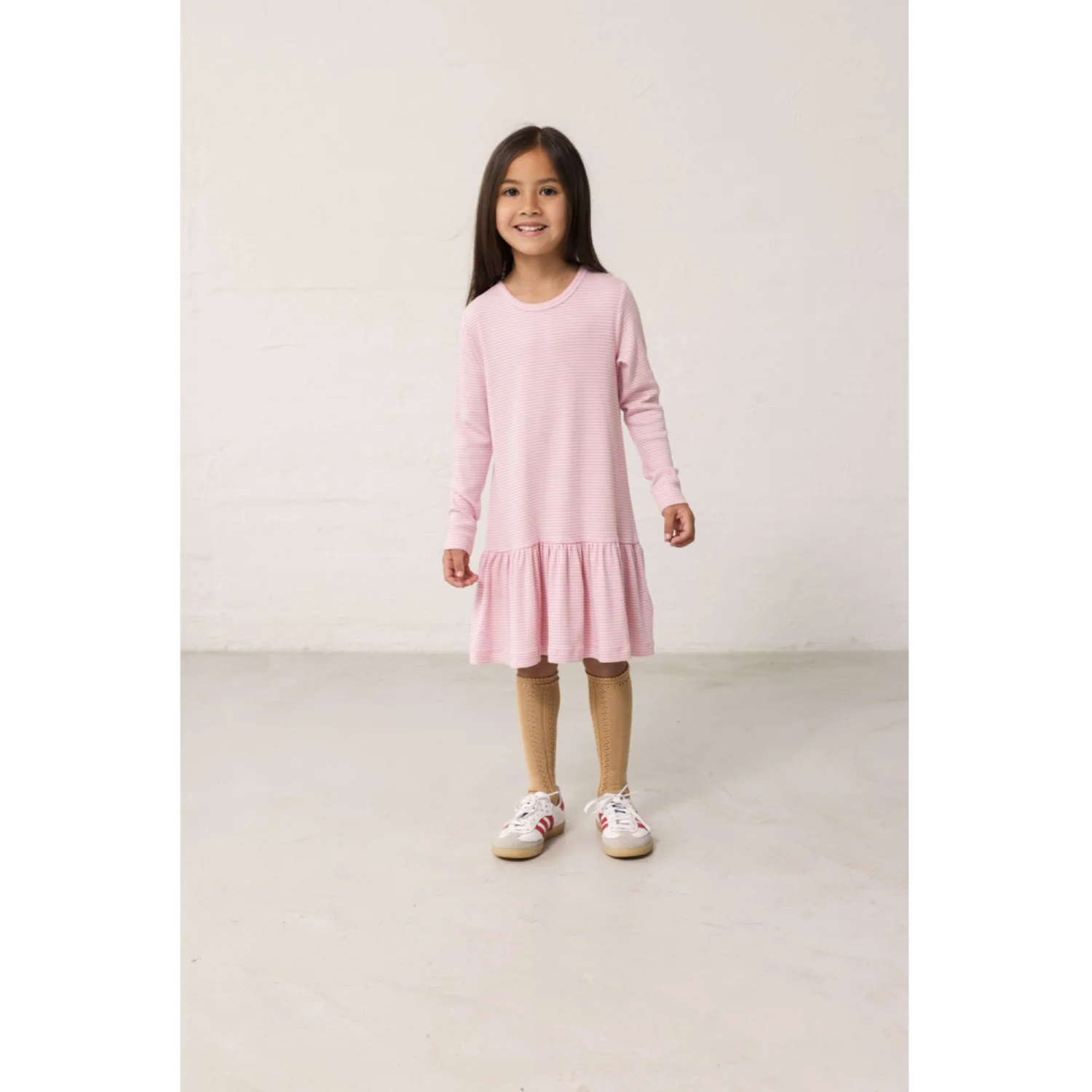 MarMar Modal Fine Rib Pink Stripe Diro Dress - Image 2