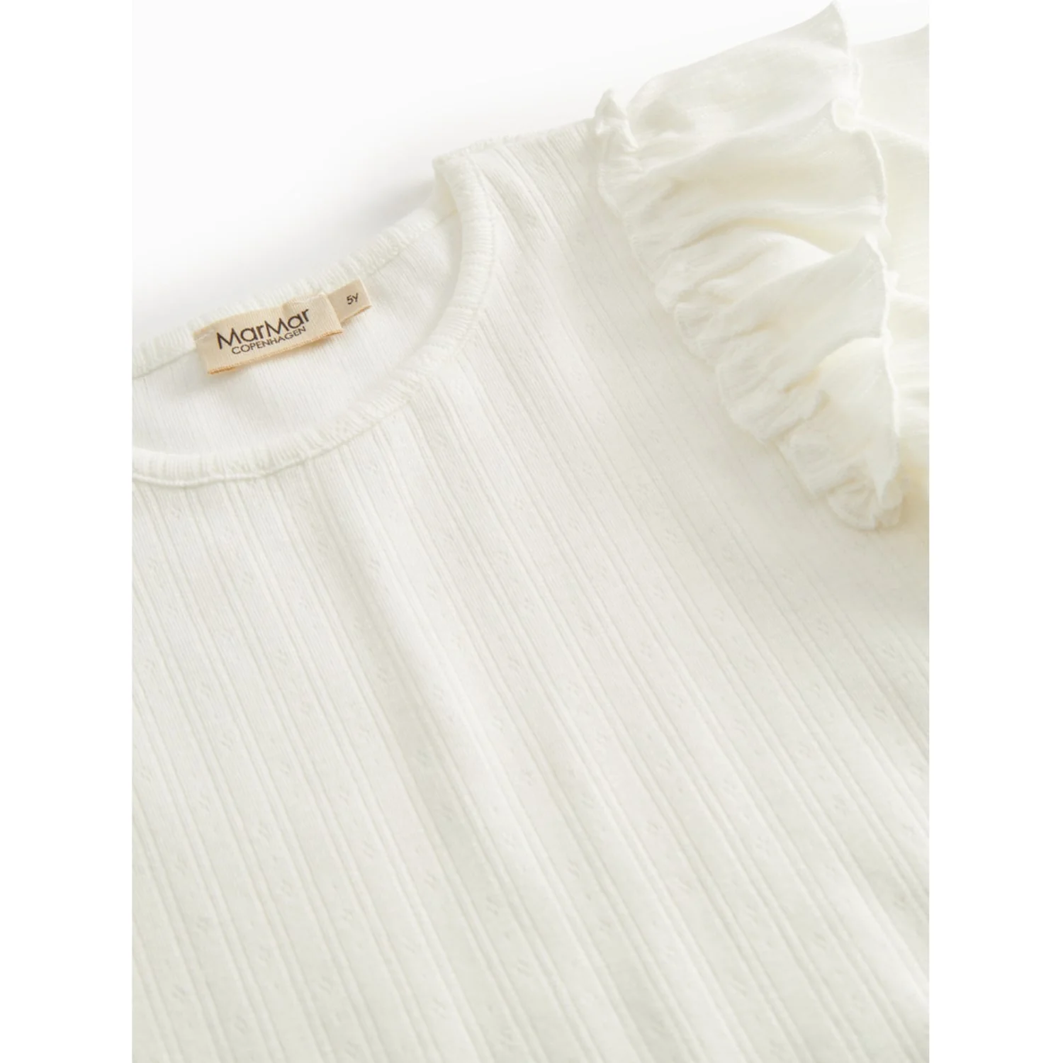 MarMar Modal Pointelle Gentle White Tavora Frill T-shirt - Image 3