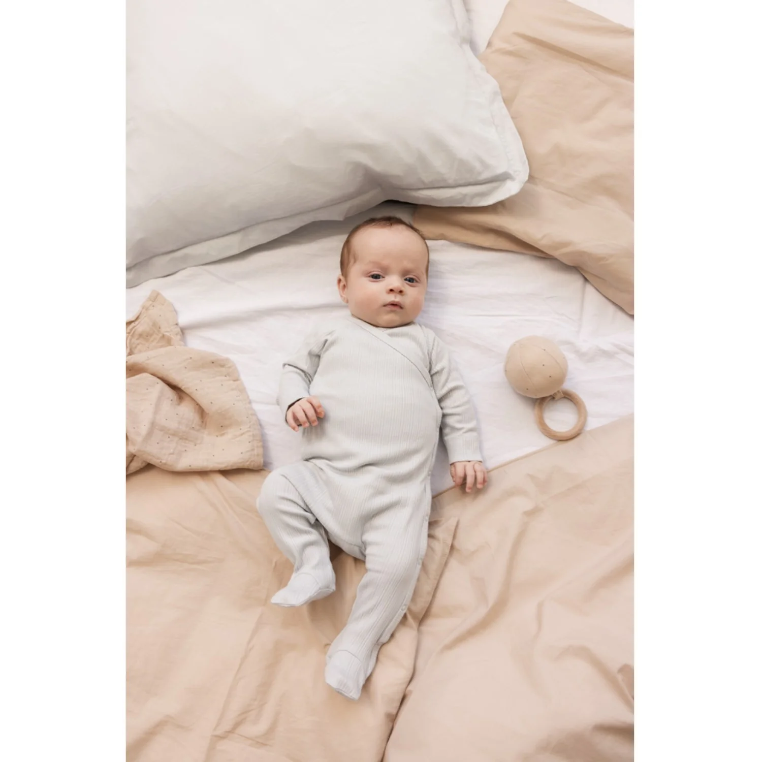 MarMar Newborn Modal Pointelle Rib Morning Dew Rubello Onesie - Image 2