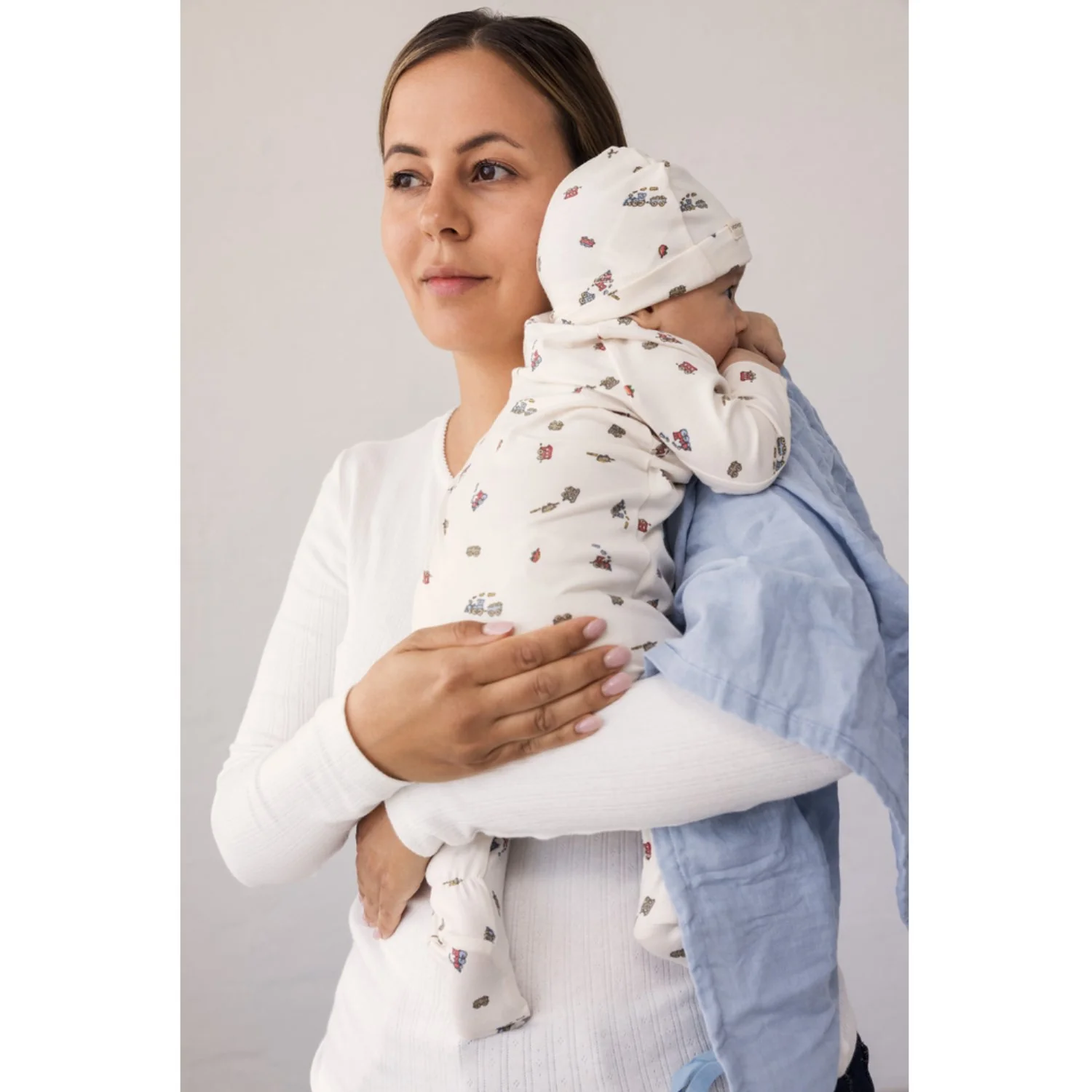 MarMar Newborn Modal Smooth Print Trains Aiko Hat - Image 2
