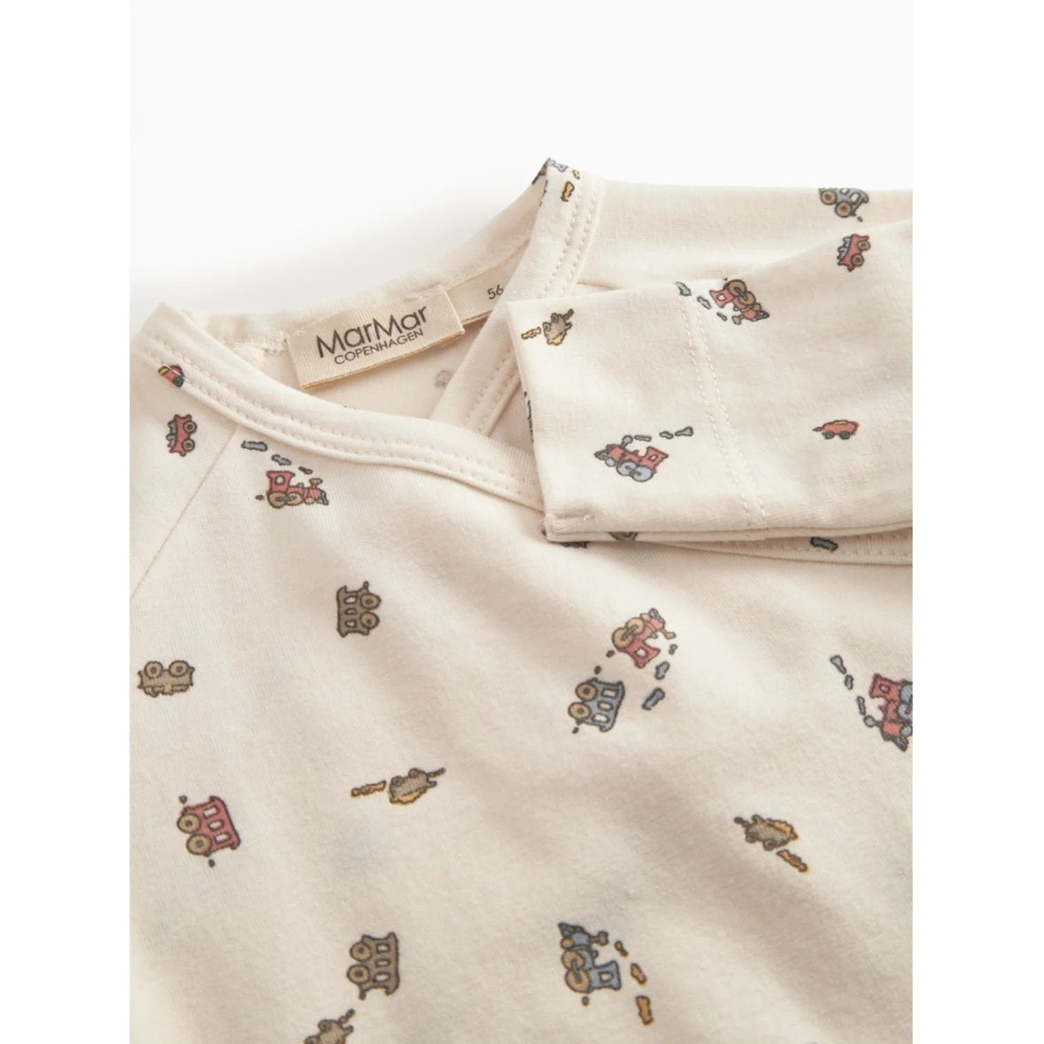 MarMar Newborn Modal Smooth Print Trains Rubello Onesie - Image 3