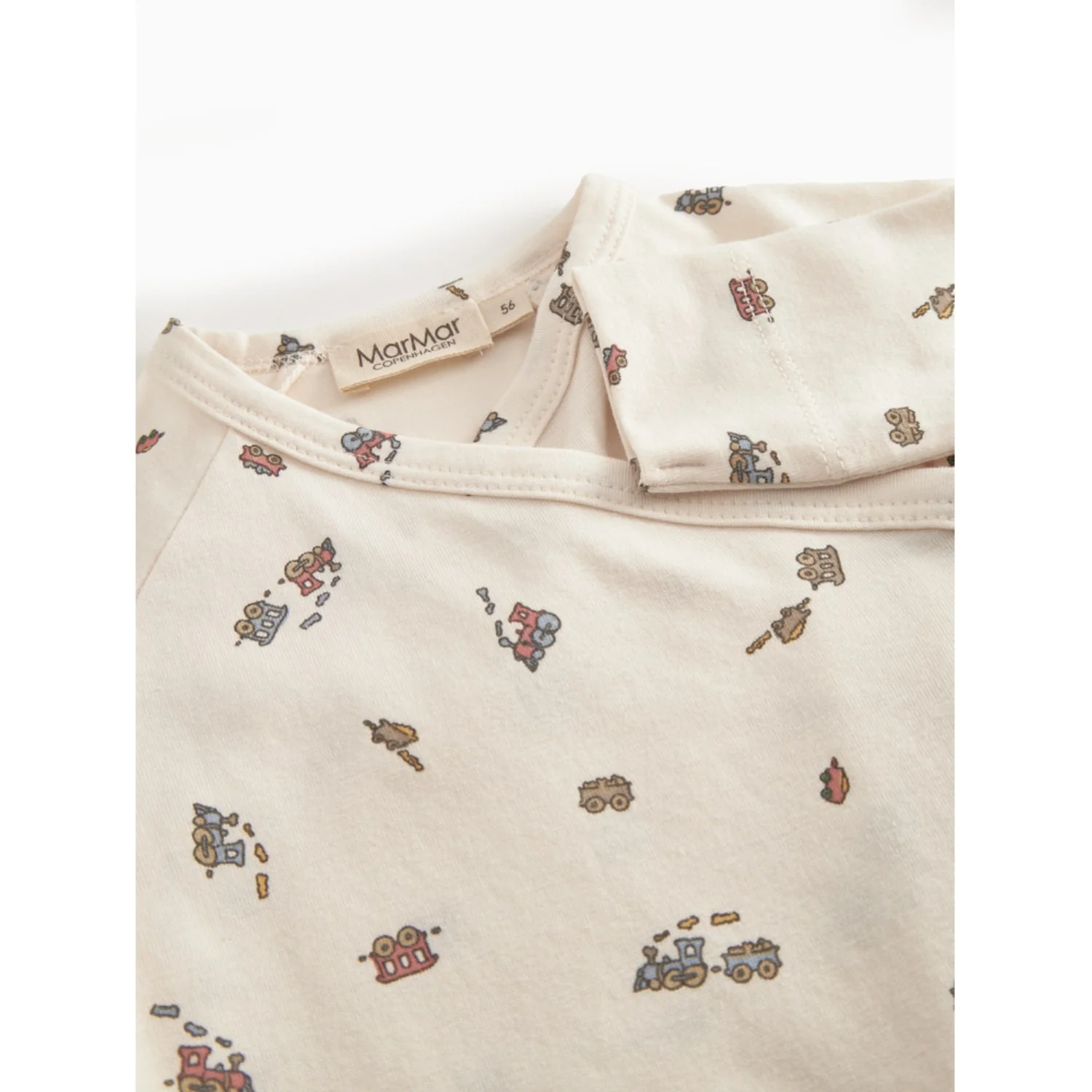 MarMar Newborn Modal Smooth Print Trains Rulo Onesie - Image 2