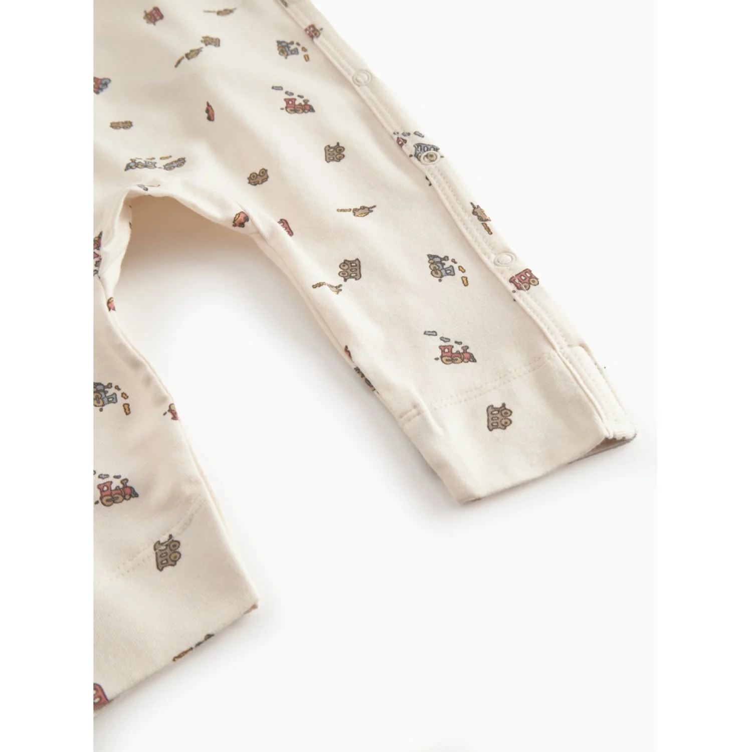 MarMar Newborn Modal Smooth Print Trains Rulo Onesie - Image 3