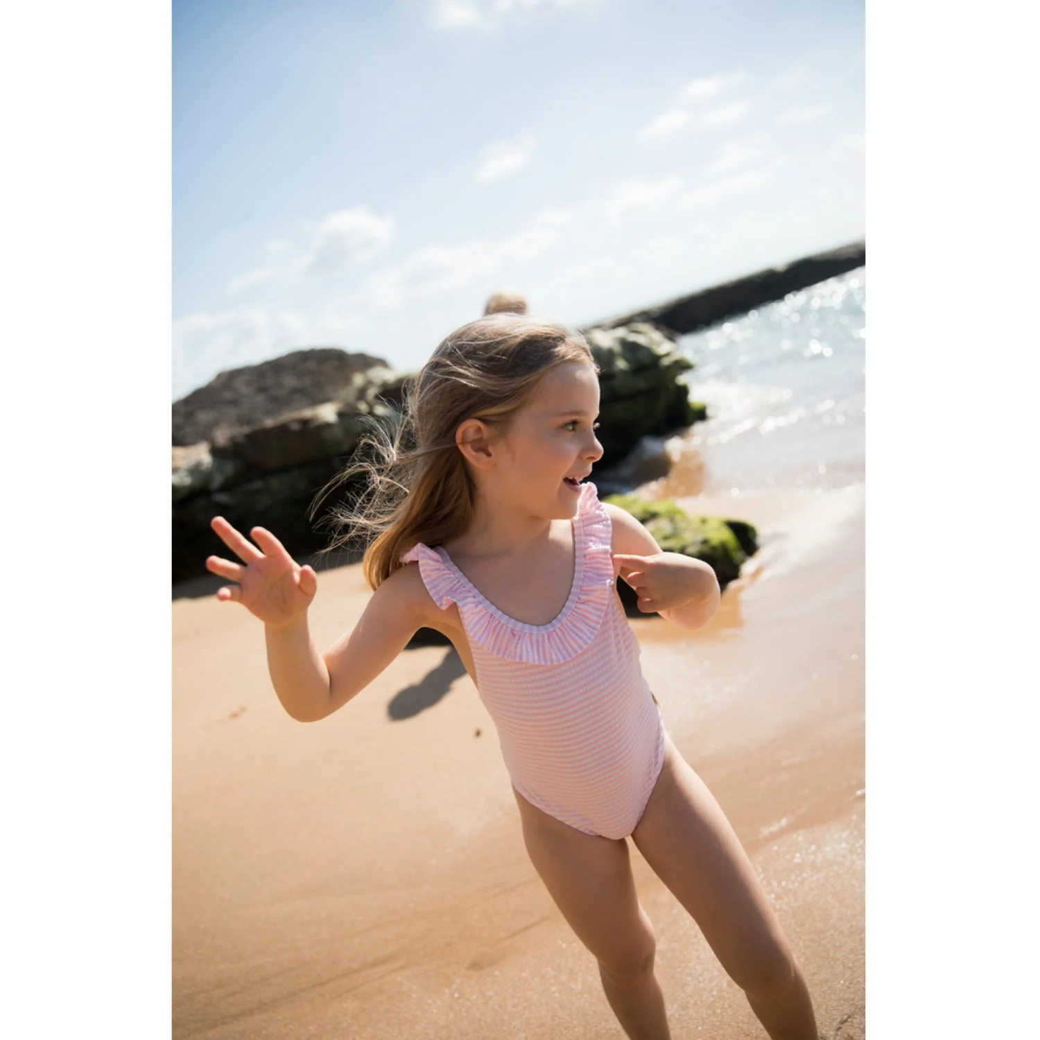 MarMar Seersucker Swim Pink Stripe Swilla Bathing Suit - Image 2
