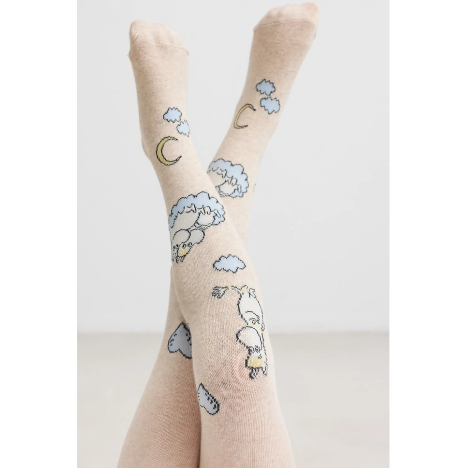 MarMar Tights Jacquard Beige Mel. Moomin Tights Jacquard - Image 2