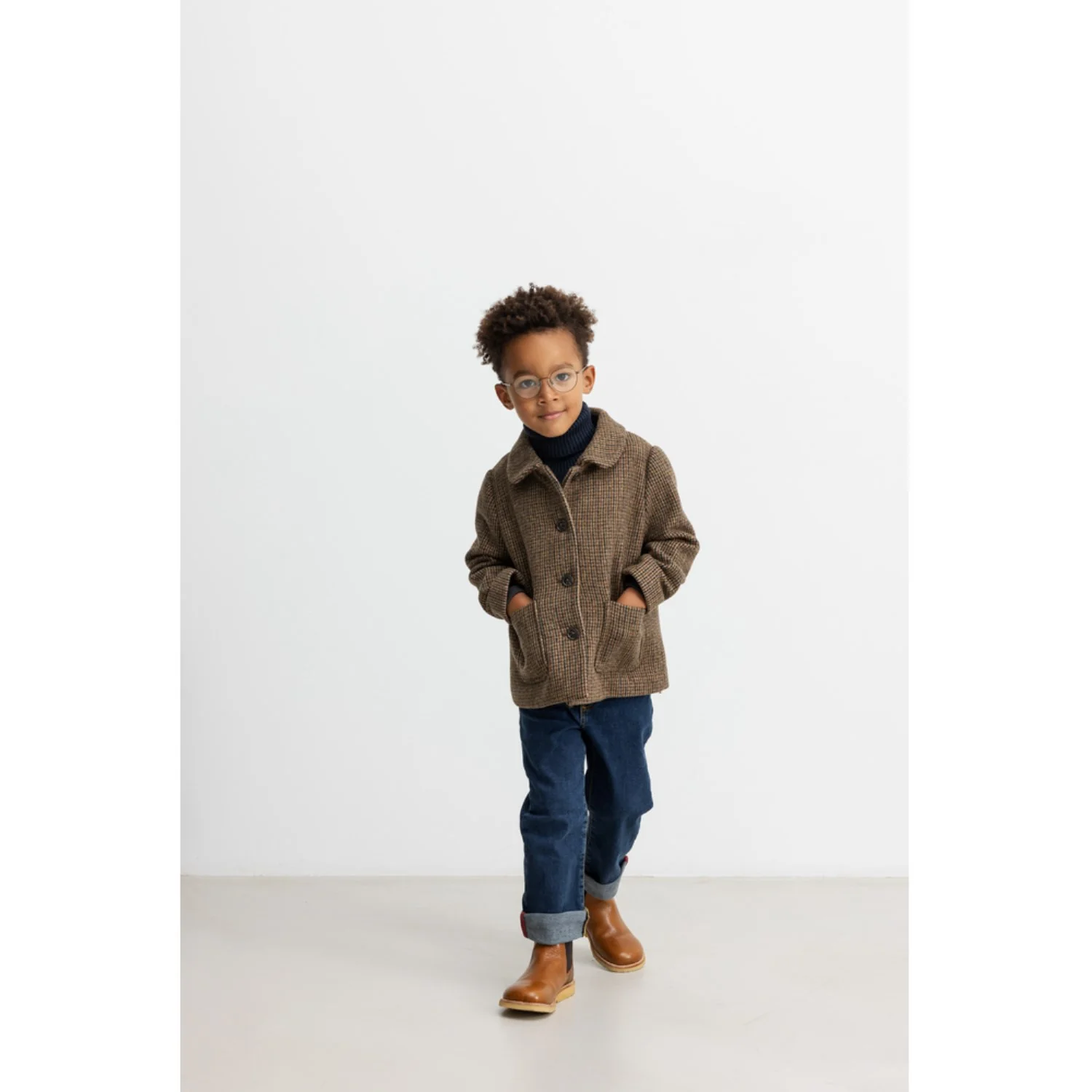 MarMar Wool Check Earthy Check Oval Jacket - Image 8