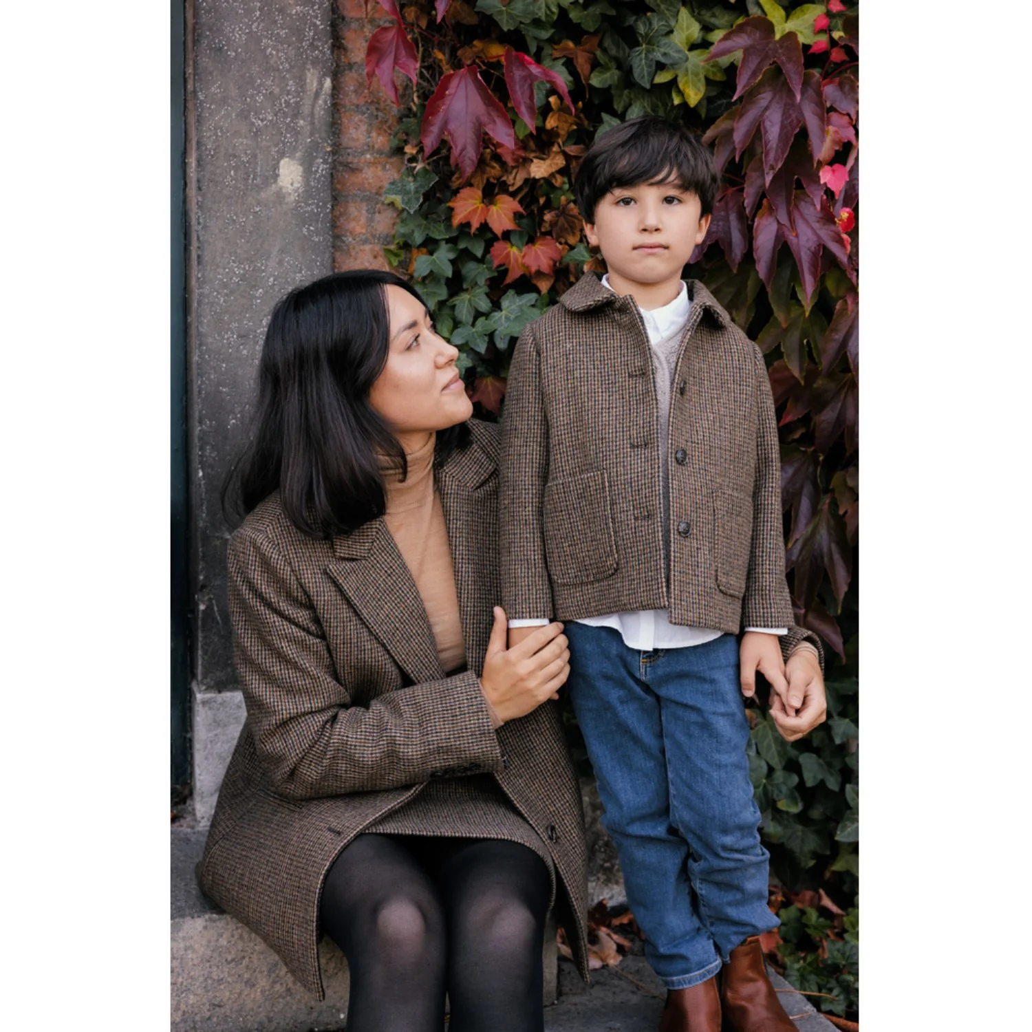 MarMar Wool Check Earthy Check Oval Jacket - Image 9