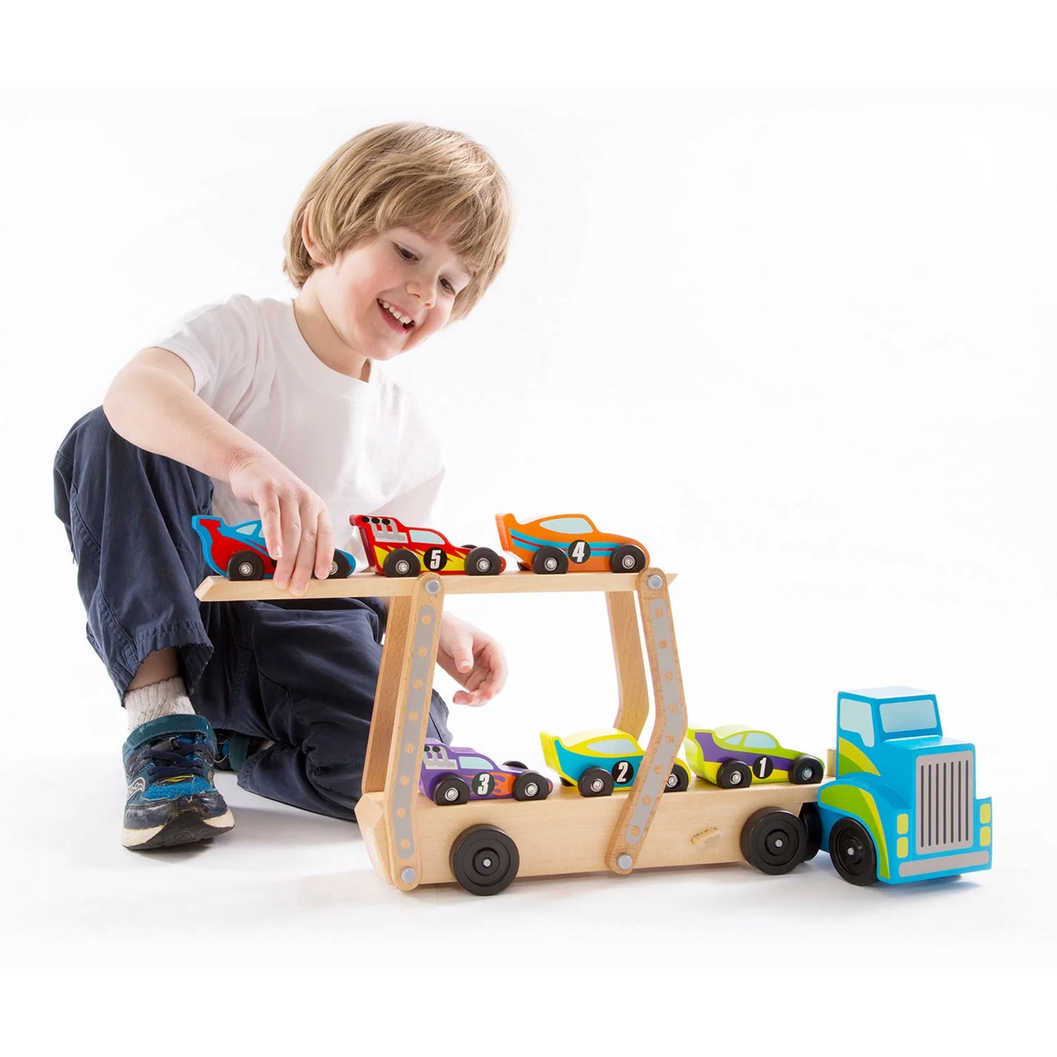 Melissa & Doug Multifarvet Biltransporter "Mega Racerbiler" Set - Image 6