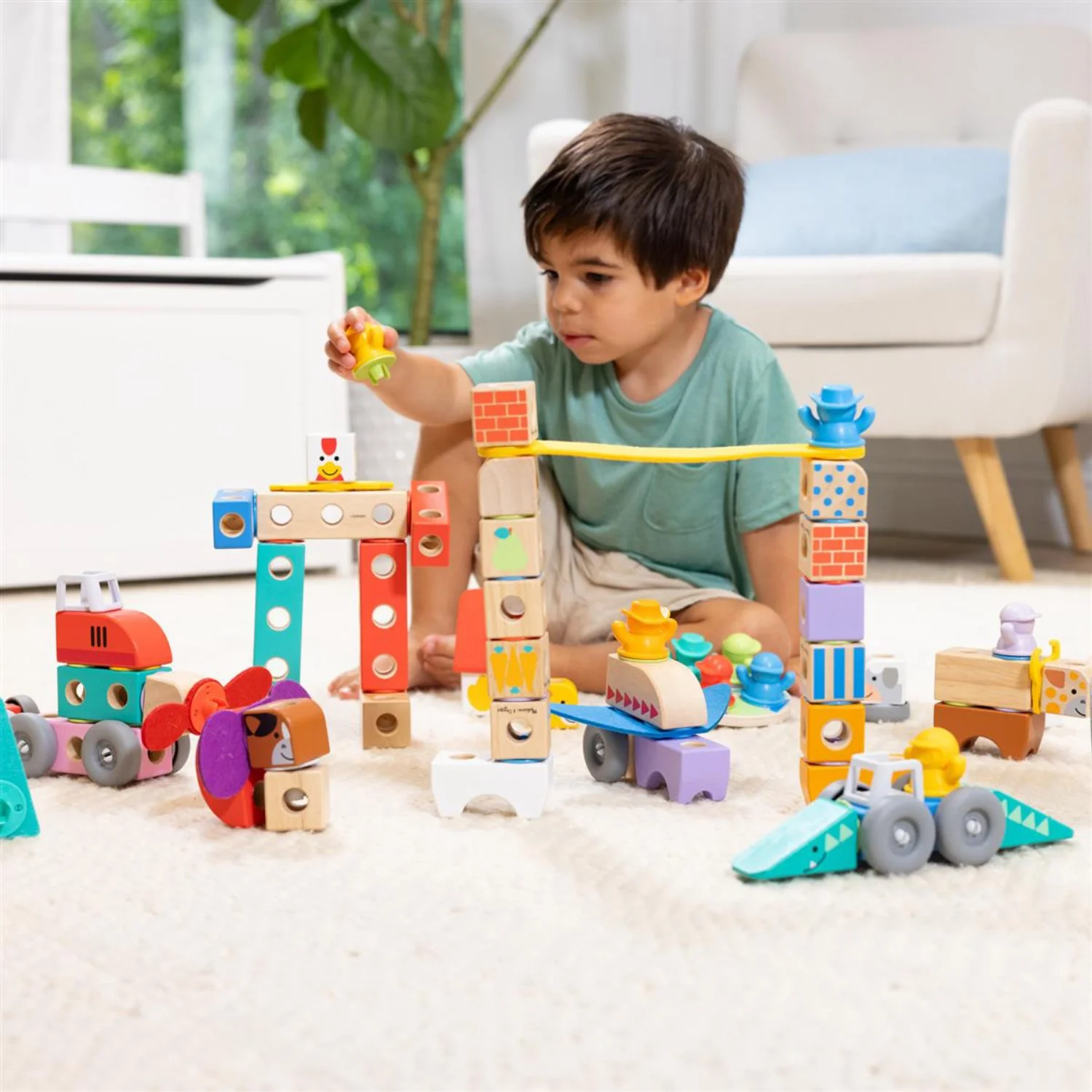 Melissa & Doug Multifarvet Blockables Playset Safari 34Pcs - Image 2