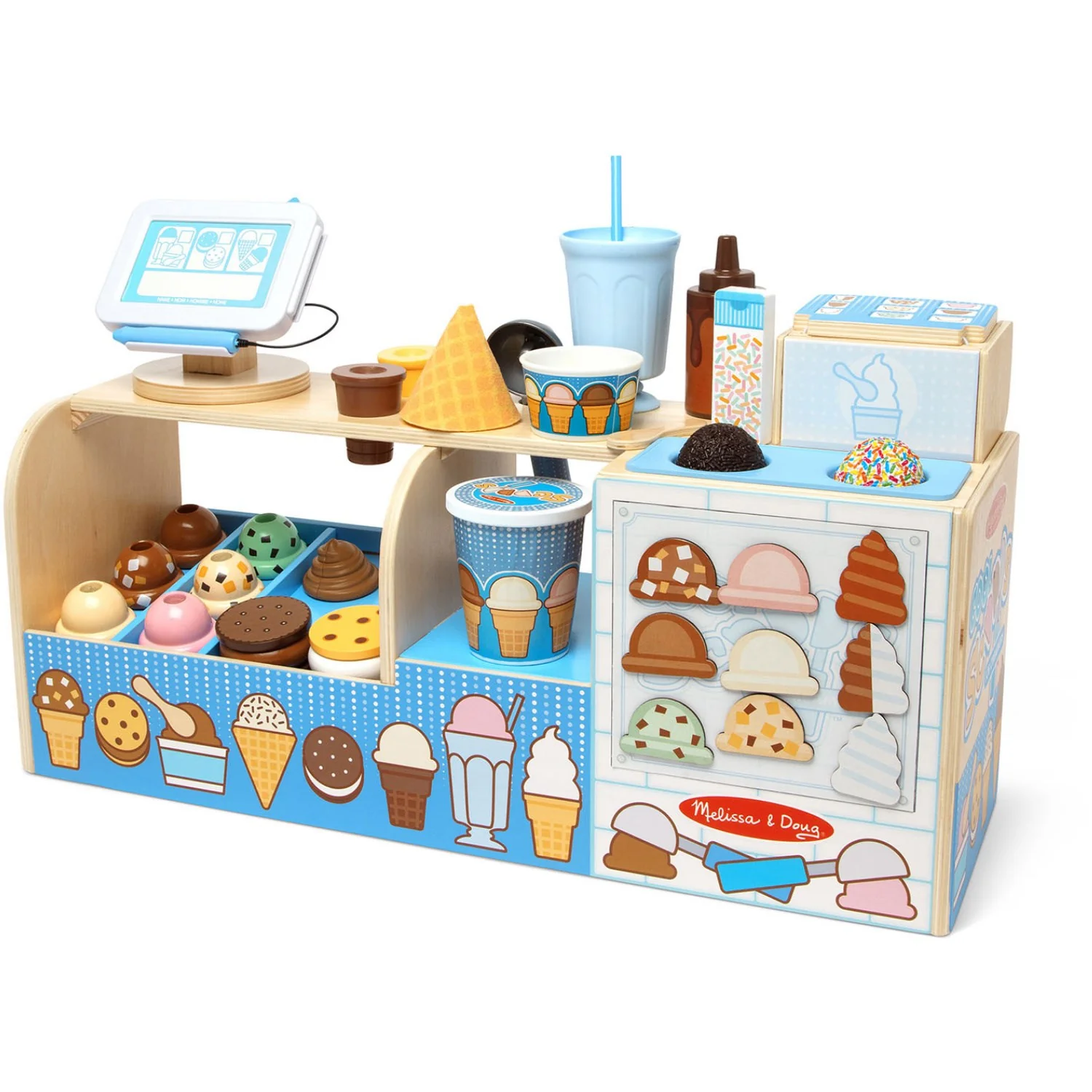 Melissa & Doug Multifarvet Cool Scoops Ice Creamery Wooden Counter - Image 7