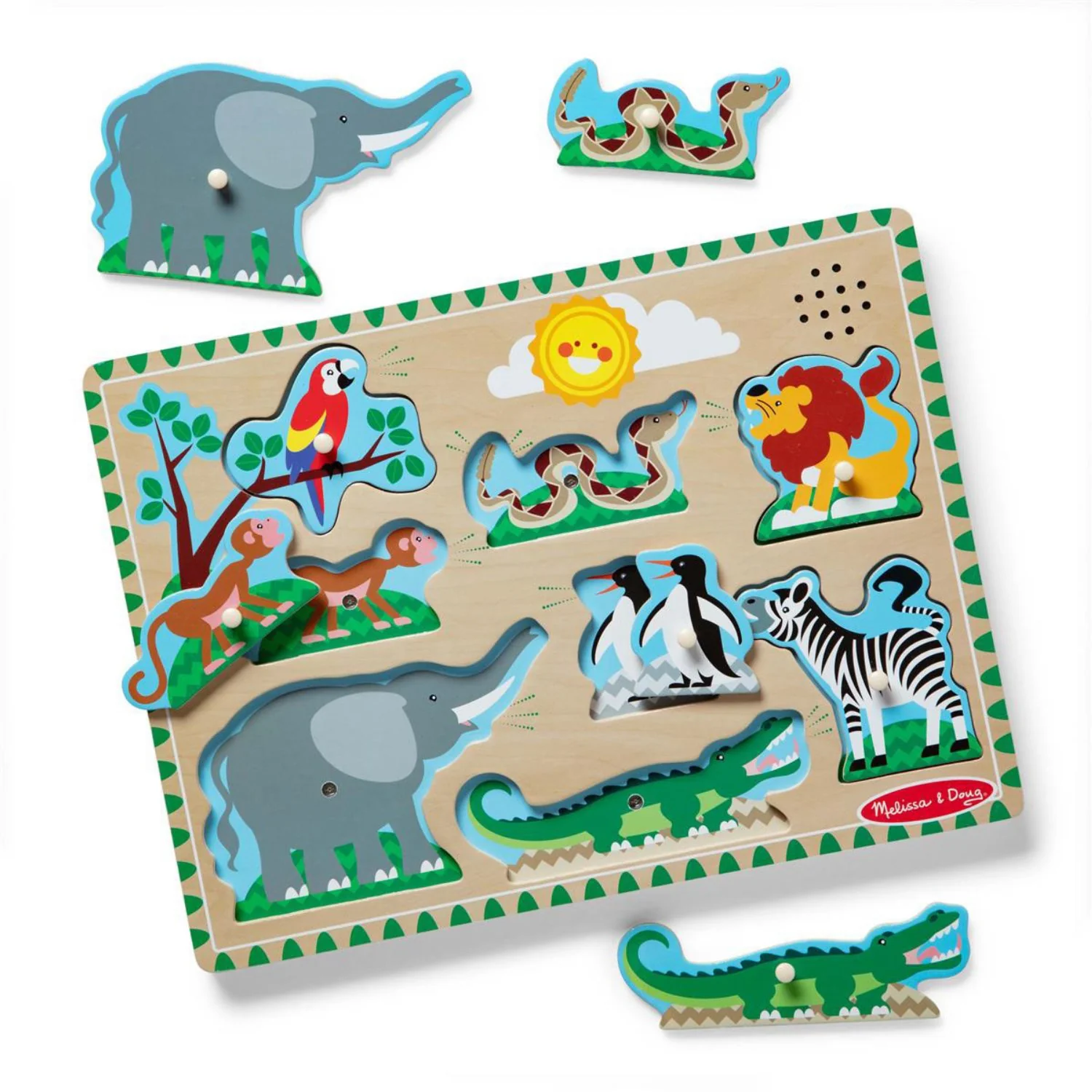 Melissa & Doug Multifarvet Sound Puzzle Zoo Animals - Image 2