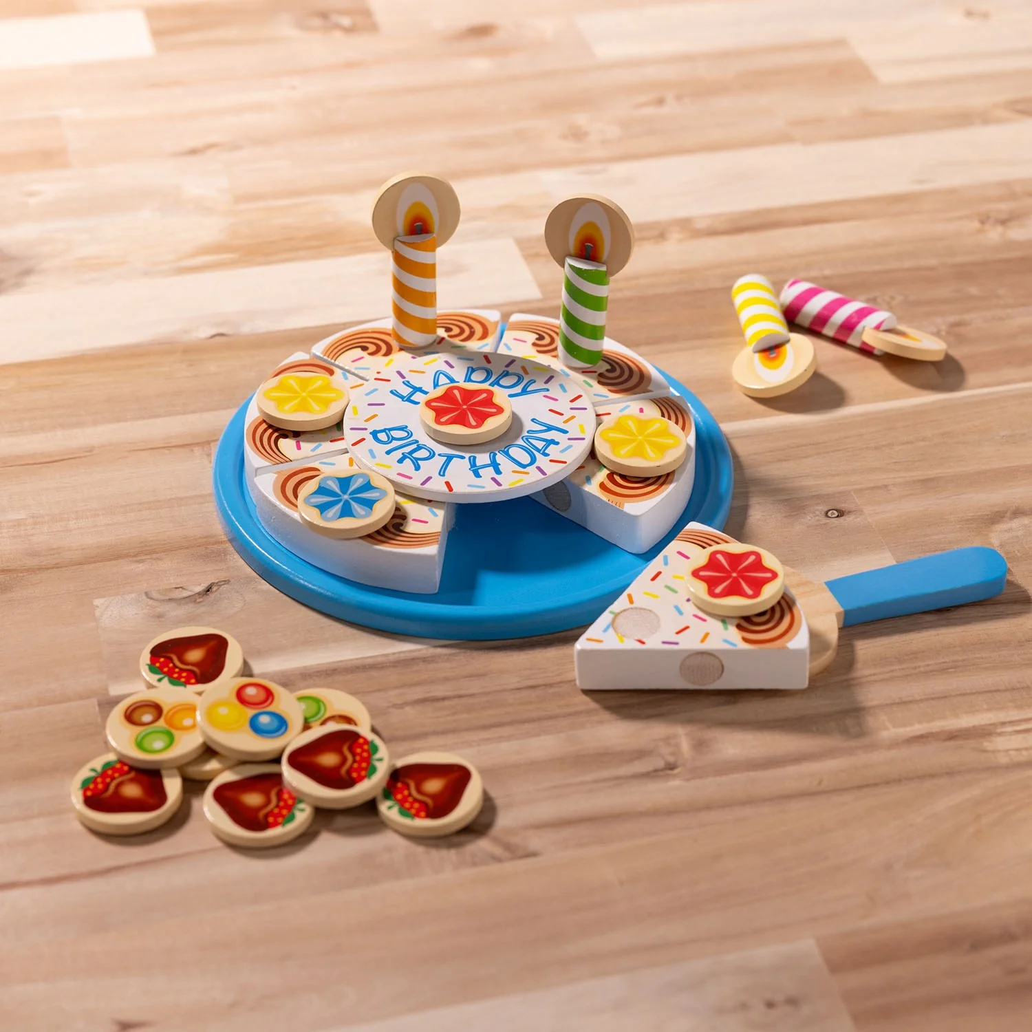 Melissa & Doug Multifarvet Wooden Food Playset Birthday Cake - Image 5