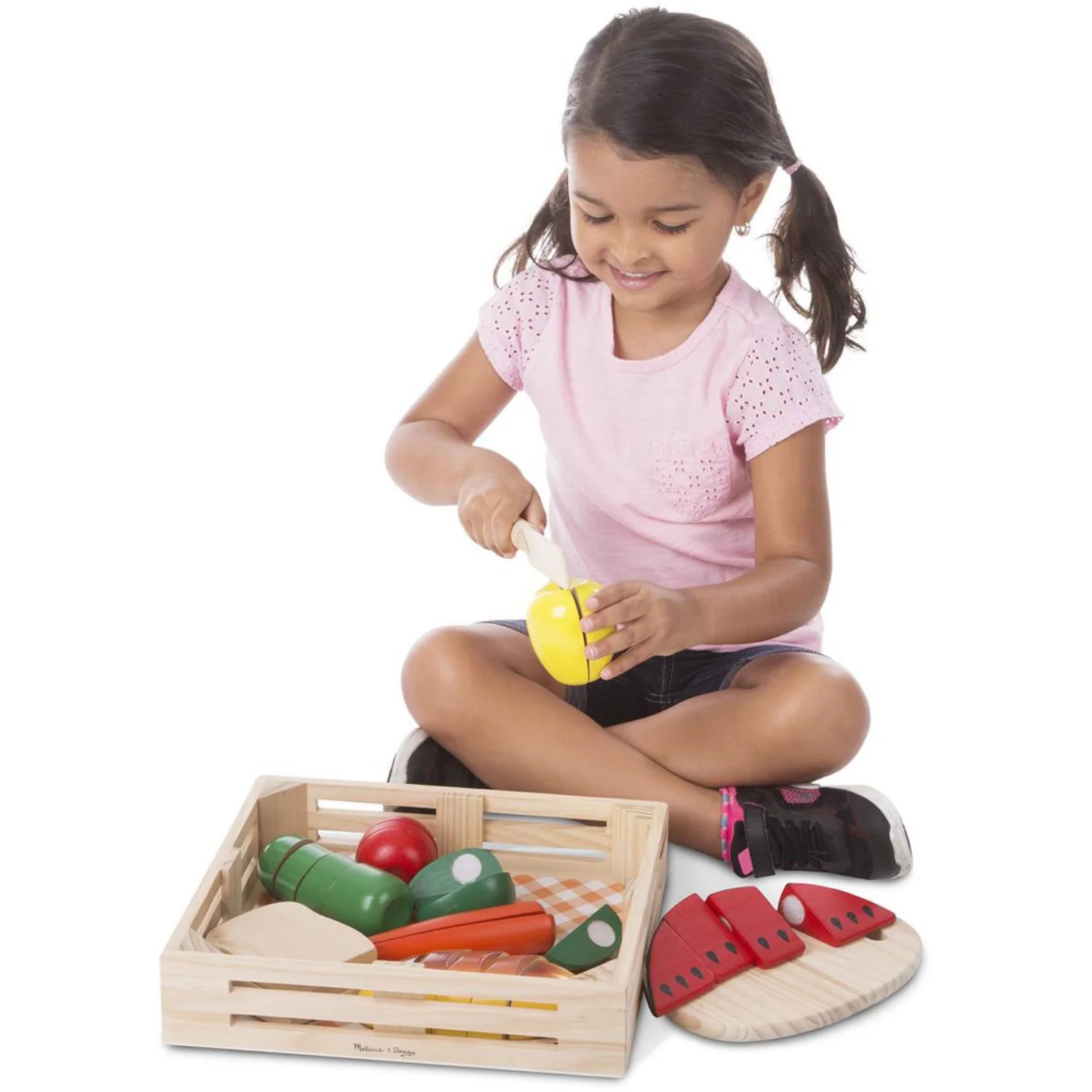 Melissa & Doug Multifarvet Wooden Food Playset Cutting Food - Image 3