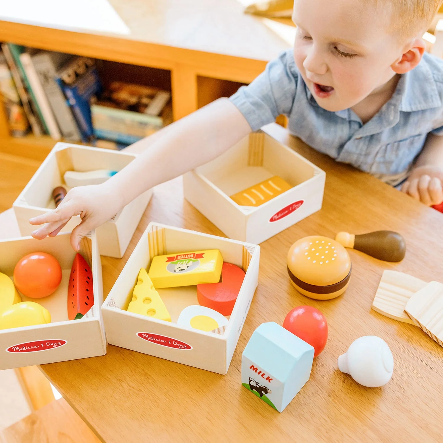 Melissa & Doug Multifarvet Wooden Food Playset Food Groups - Image 3